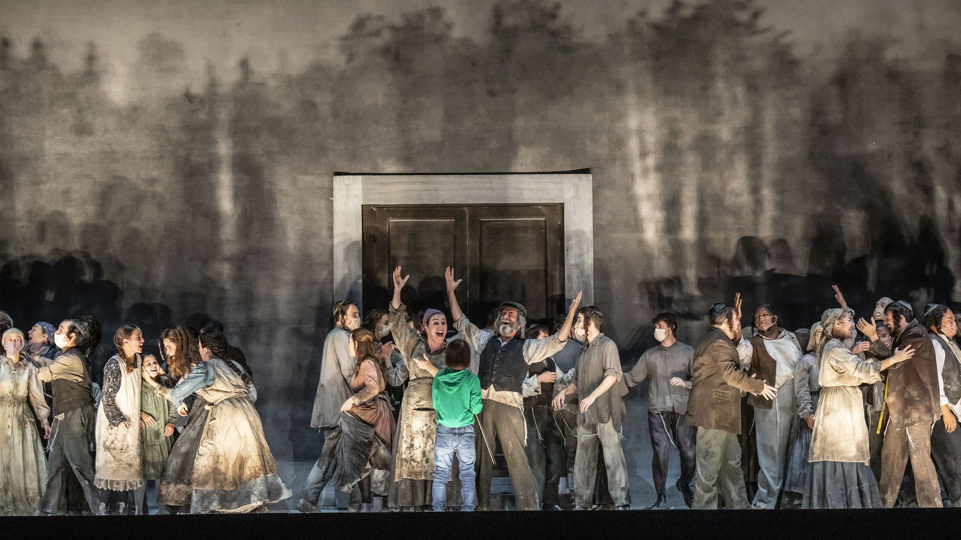 Cast on stage of Fiddler on the Roof 