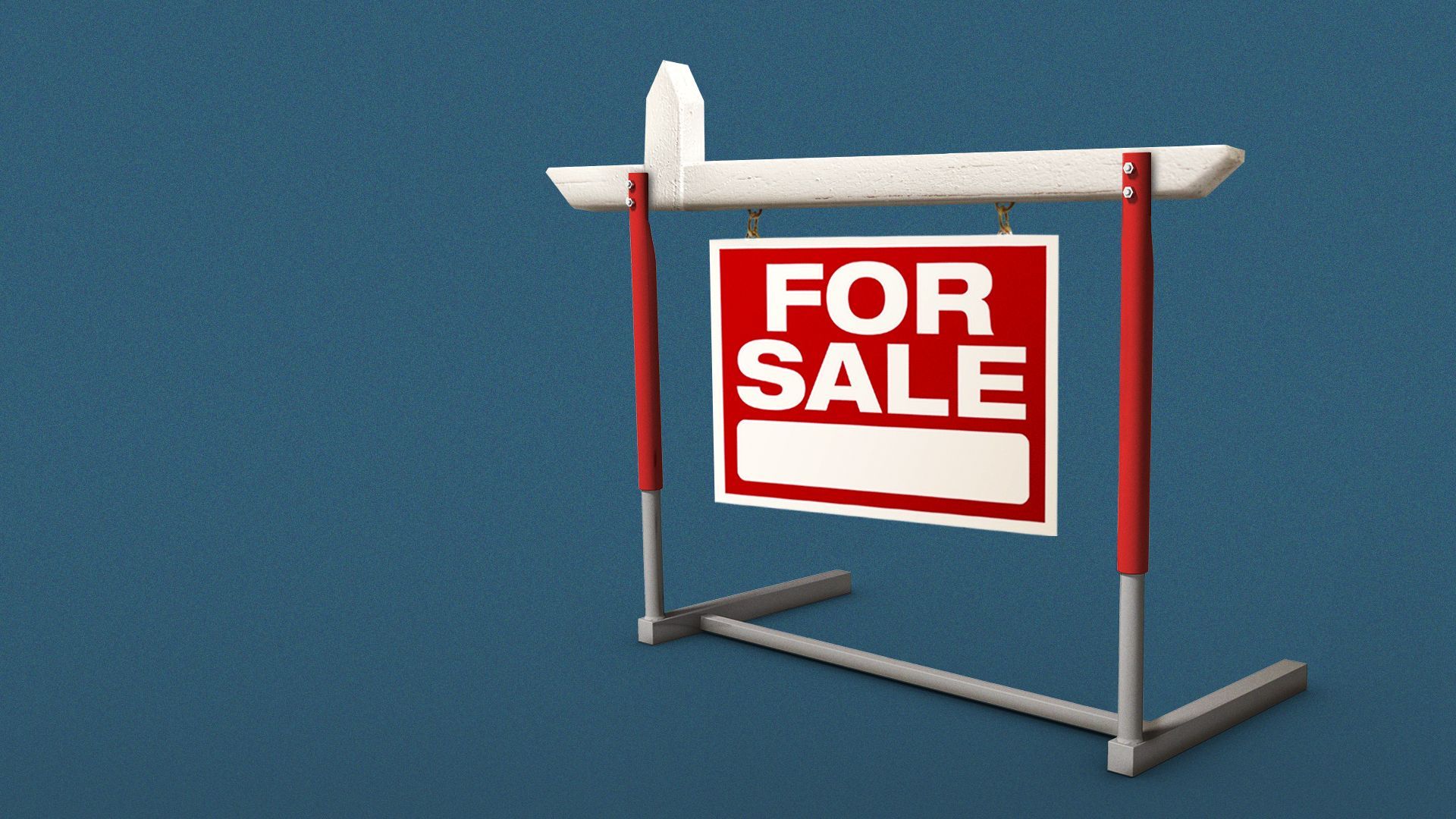 Illustration of a hurdle with a real estate for sale sign hanging from it.