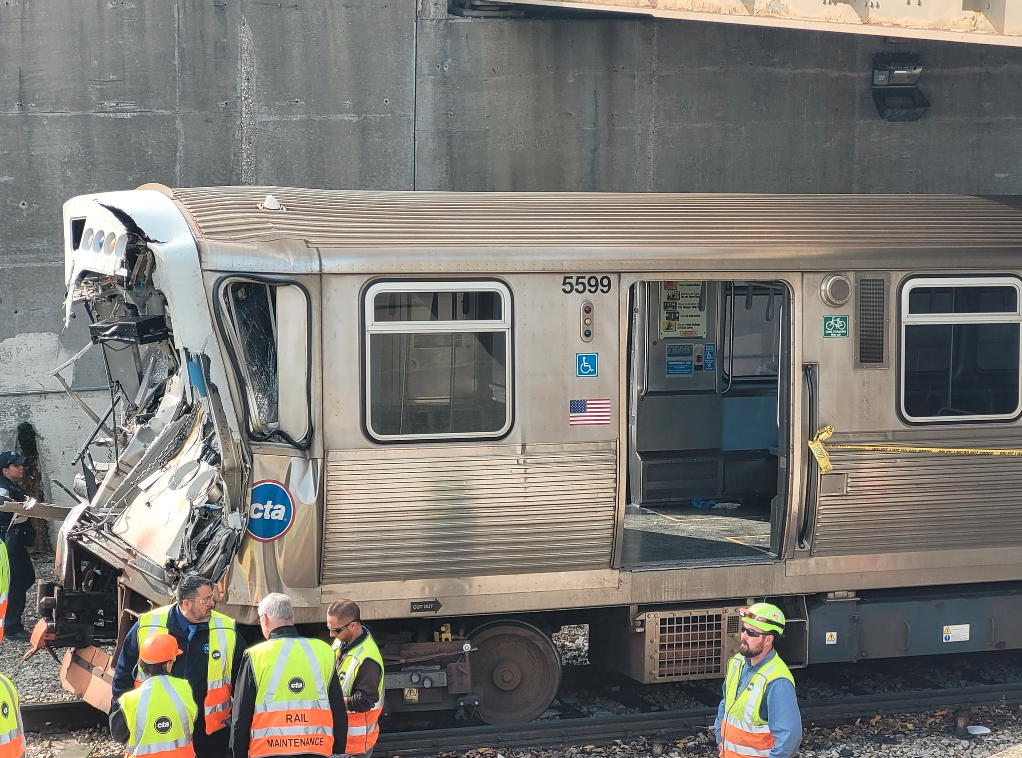 Photo of a smashed train 