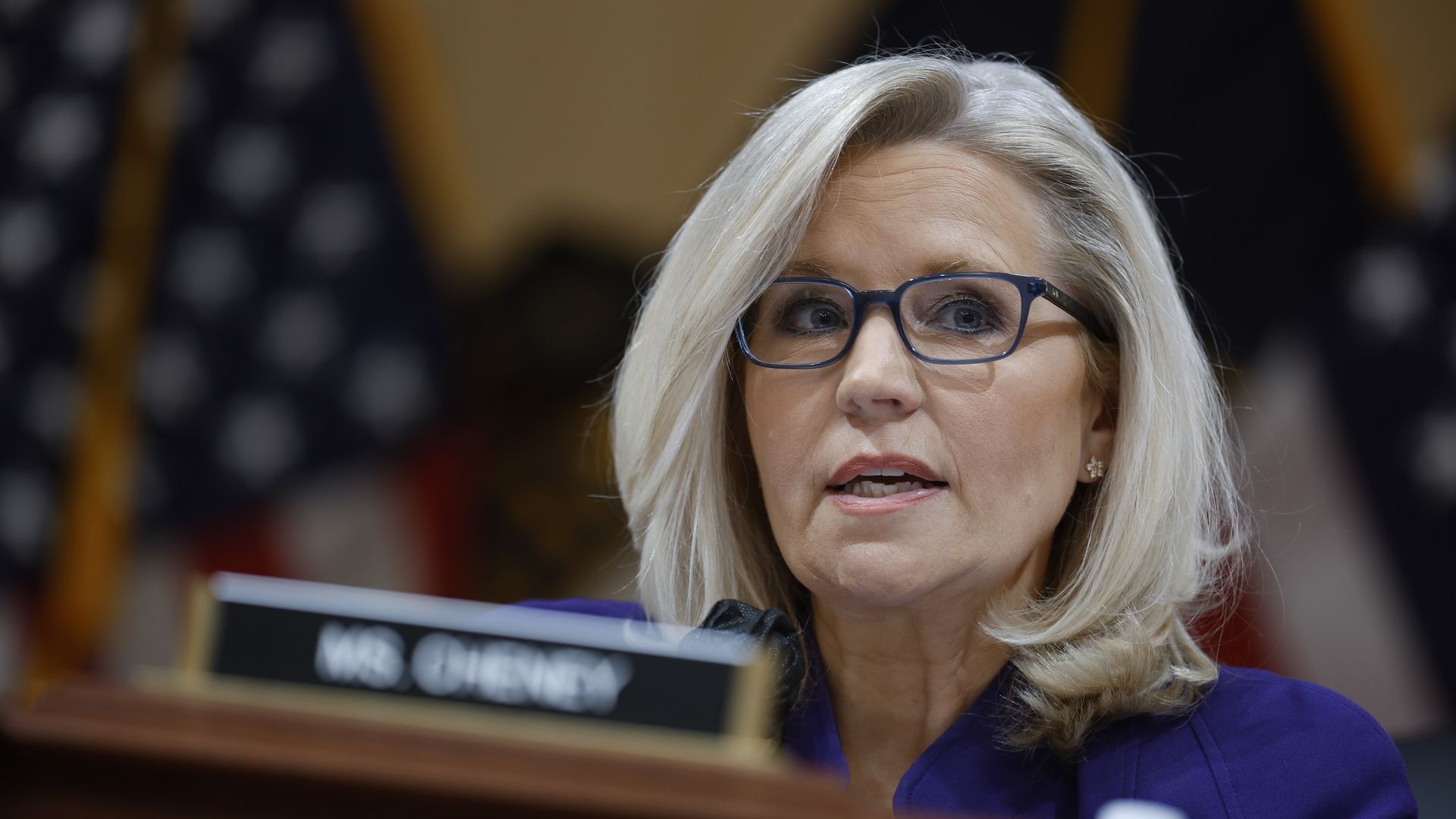 U.S. Rep. Liz Cheney (R-WY), Vice Chairwoman of the Select Committee to Investigate the January 6th Attack on the U.S. Capitol, delivers remarks during the last public meeting in the Canon House Office Building on Capitol Hill on December 19, 2022 in Washington, DC. 