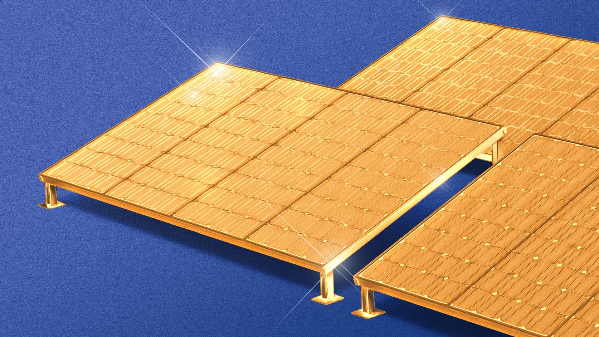 Illustration of golden solar panels.