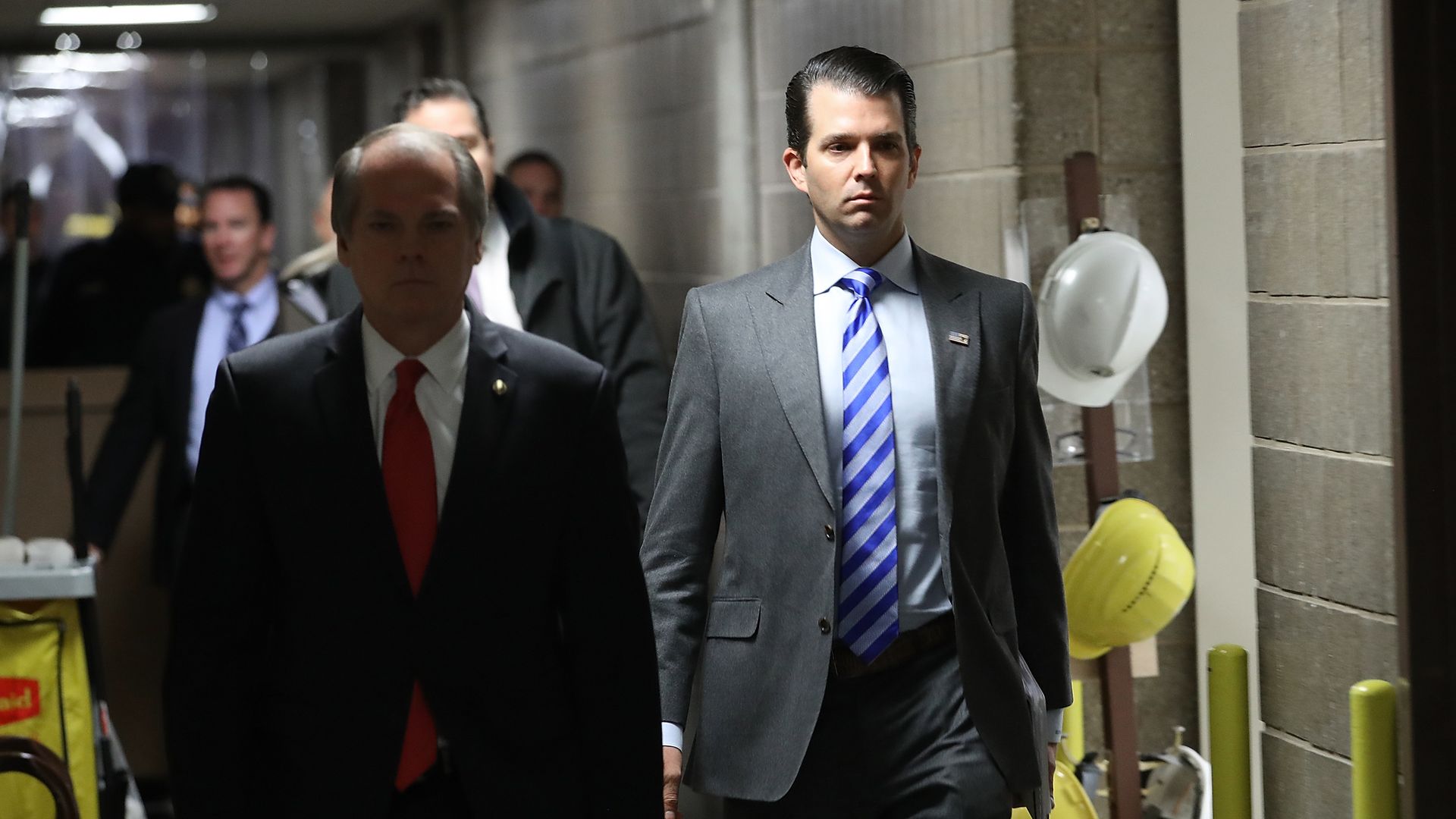 Donald Trump Jr. arrives at the Senate Hart Office Building for a closed door meeting with Senate Intelligence Committee