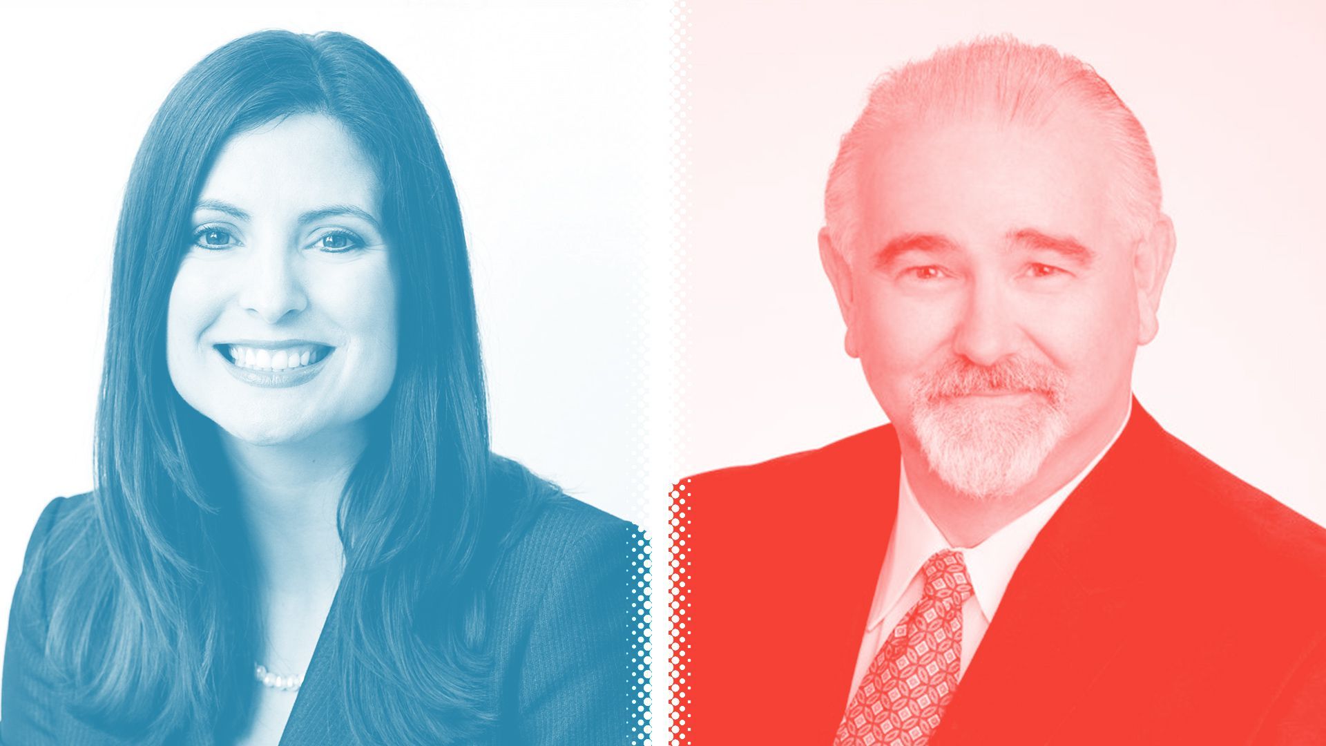 Photo illustration of R. Jack Cagle and Lesley Briones.