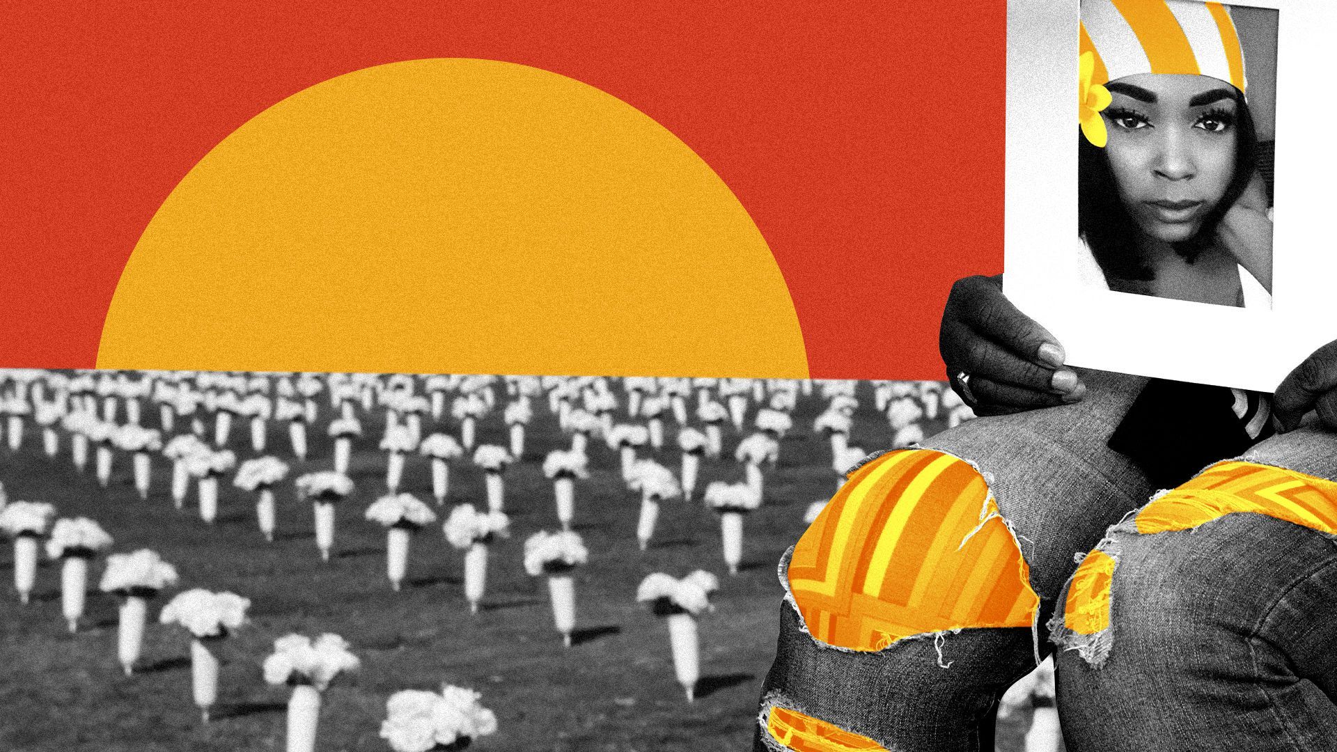 Photo illustration of a memorial dedicated to victims of gun violence.