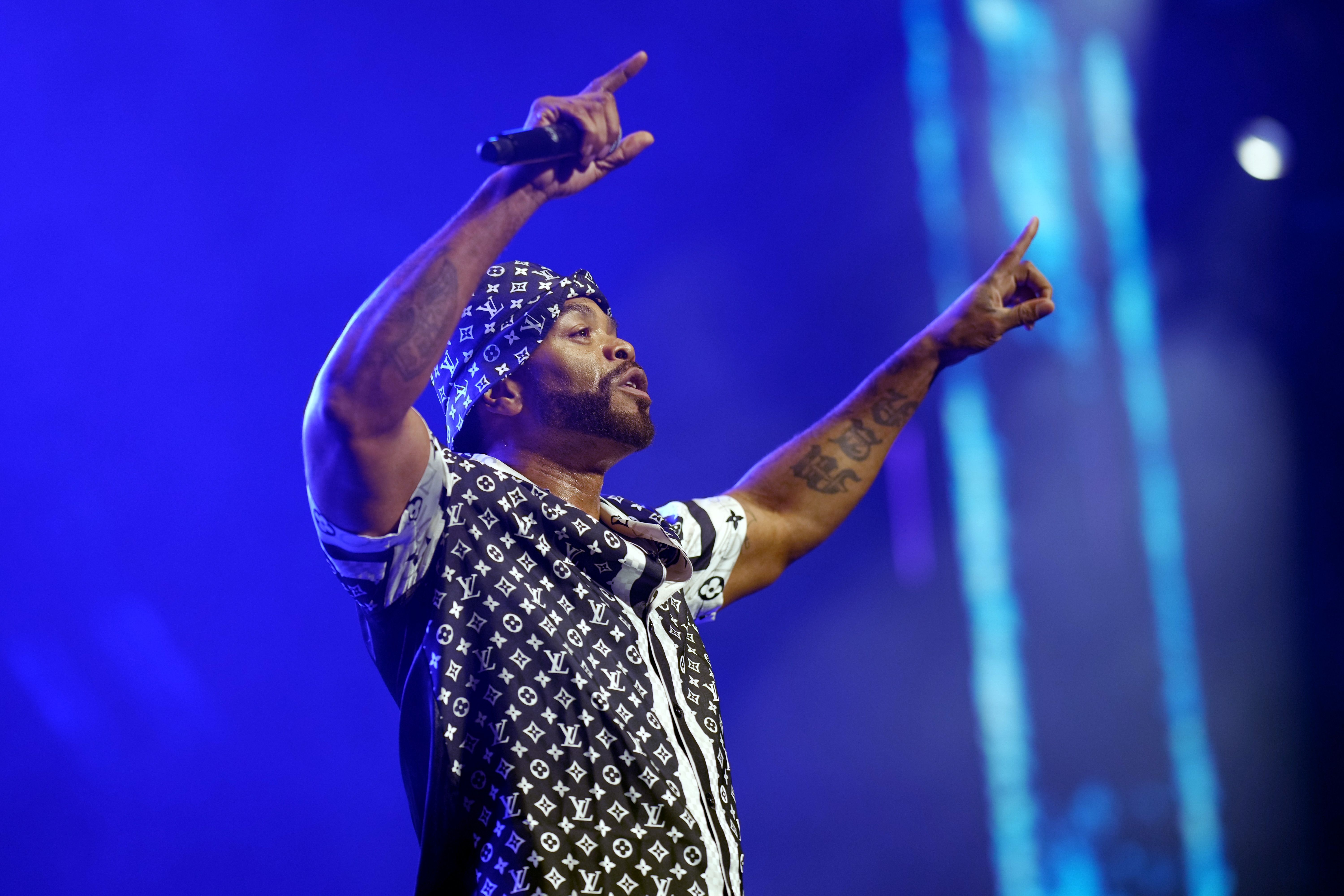 Photo shows Method Man on stage.