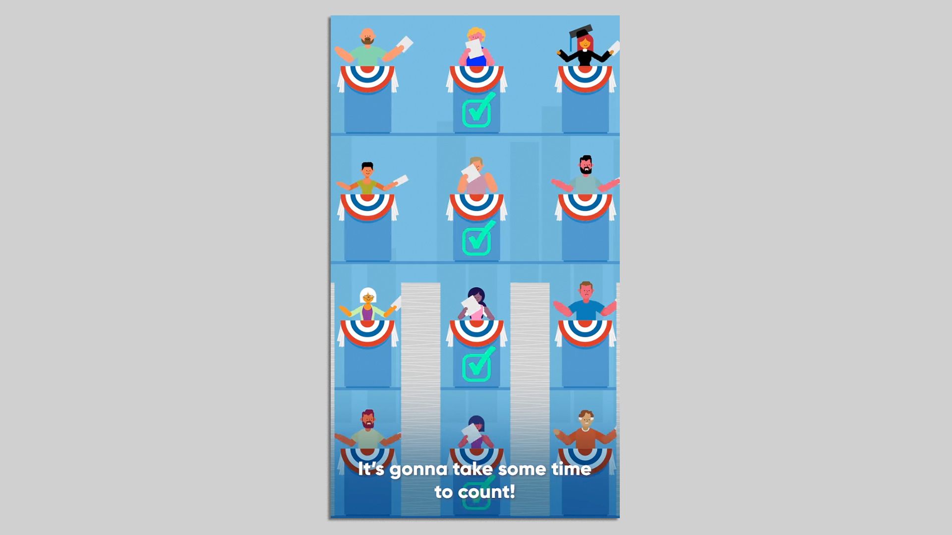 Screengrab of ad that reads: "It's gonna take some time to count the votes"