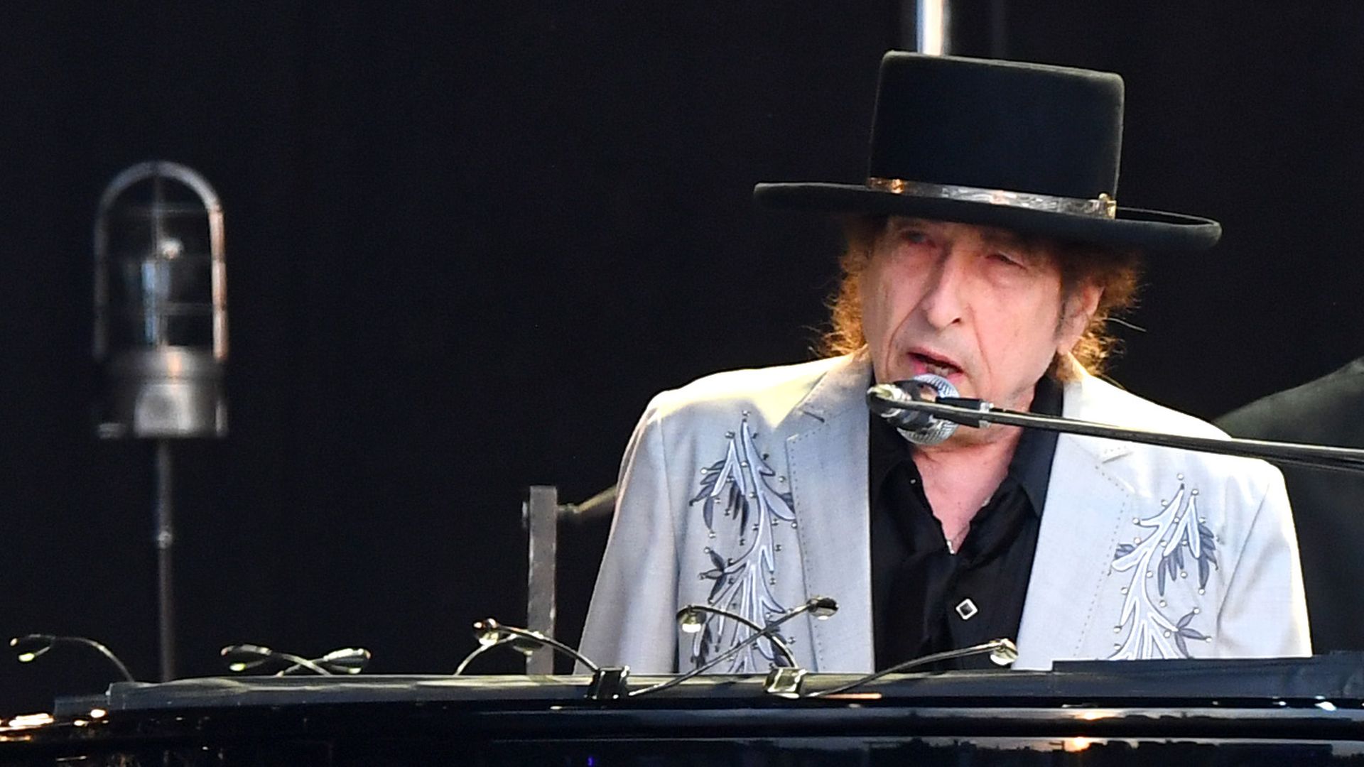 Bob Dylan performs on a double bill with Neil Young at Hyde Park on July 12, 2019 in London, England. 