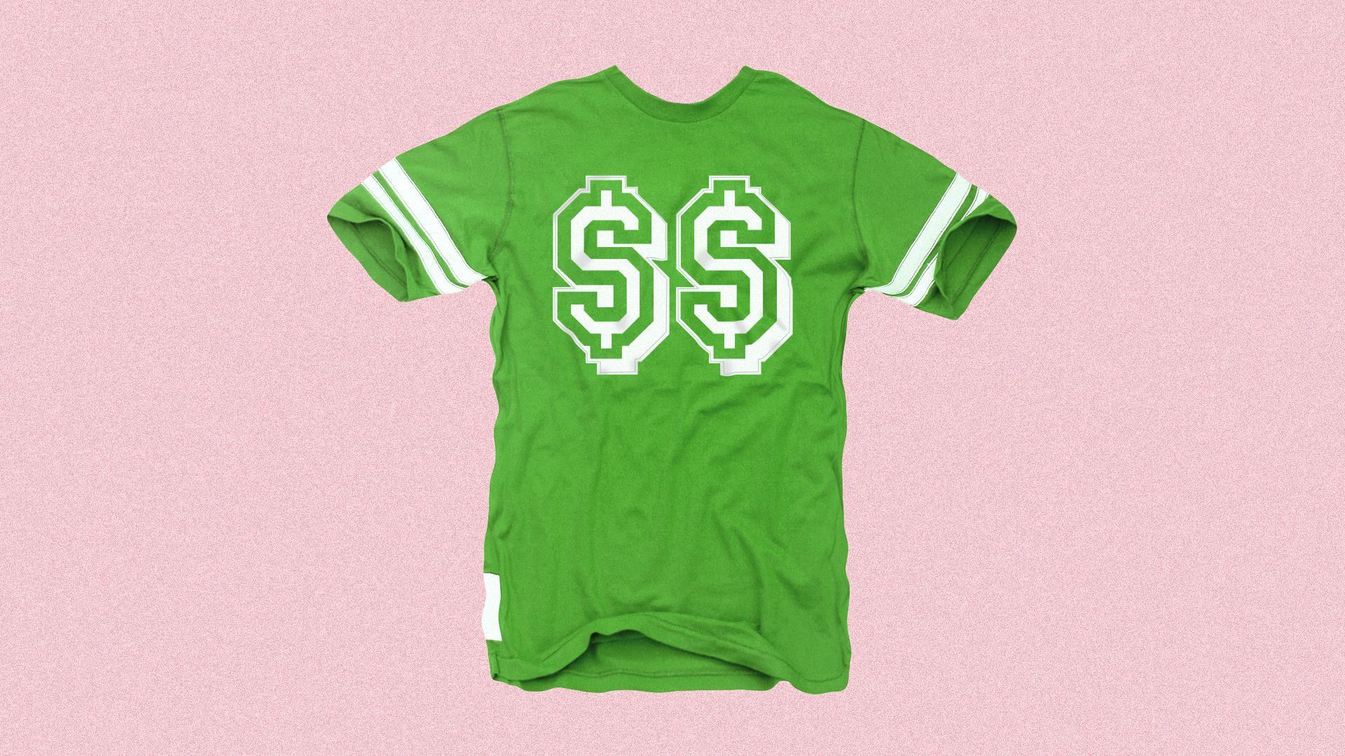 An illustration of a shirt with money signs on it.