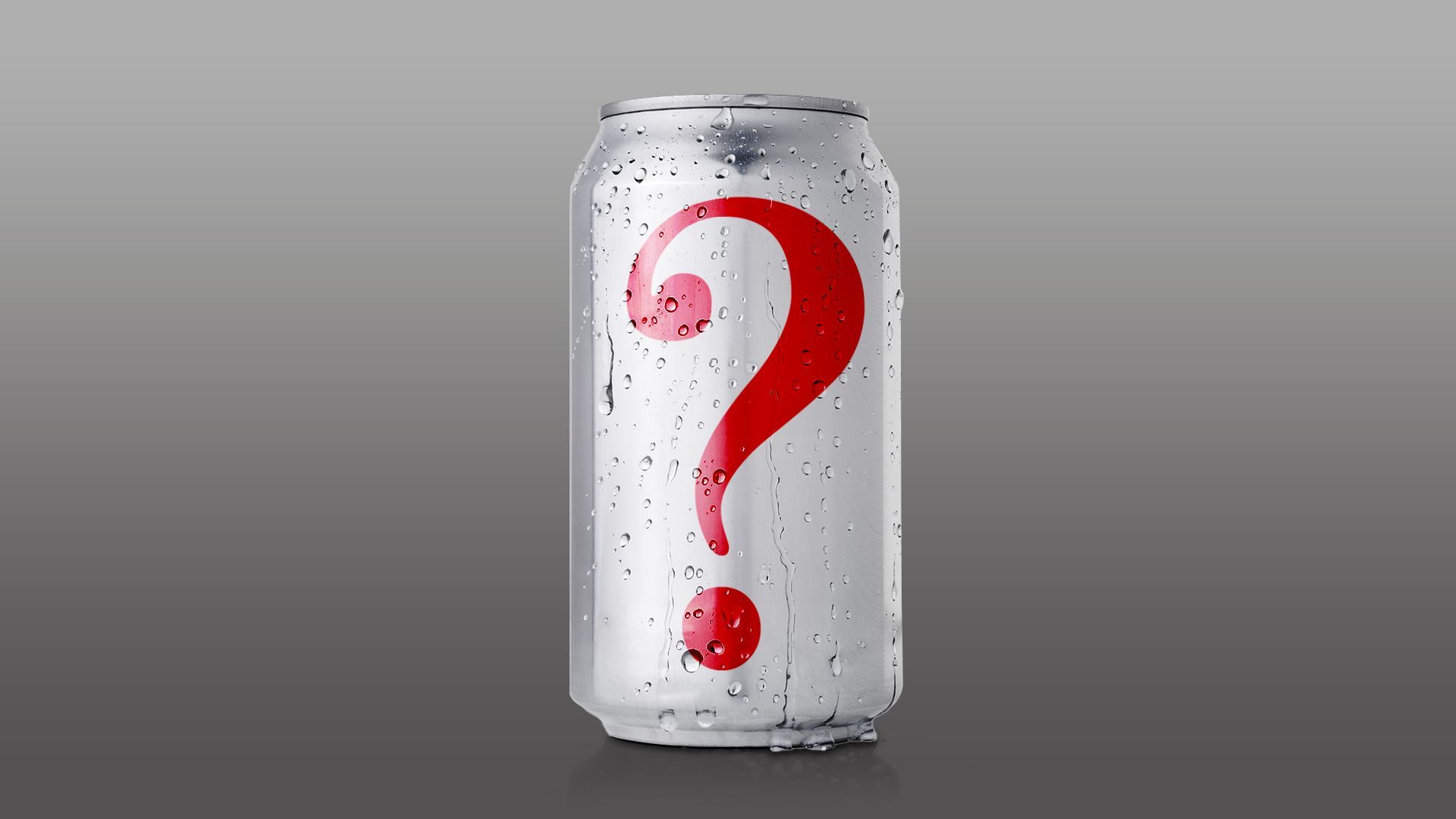 Illustration of an aluminum can with a large question mark on it