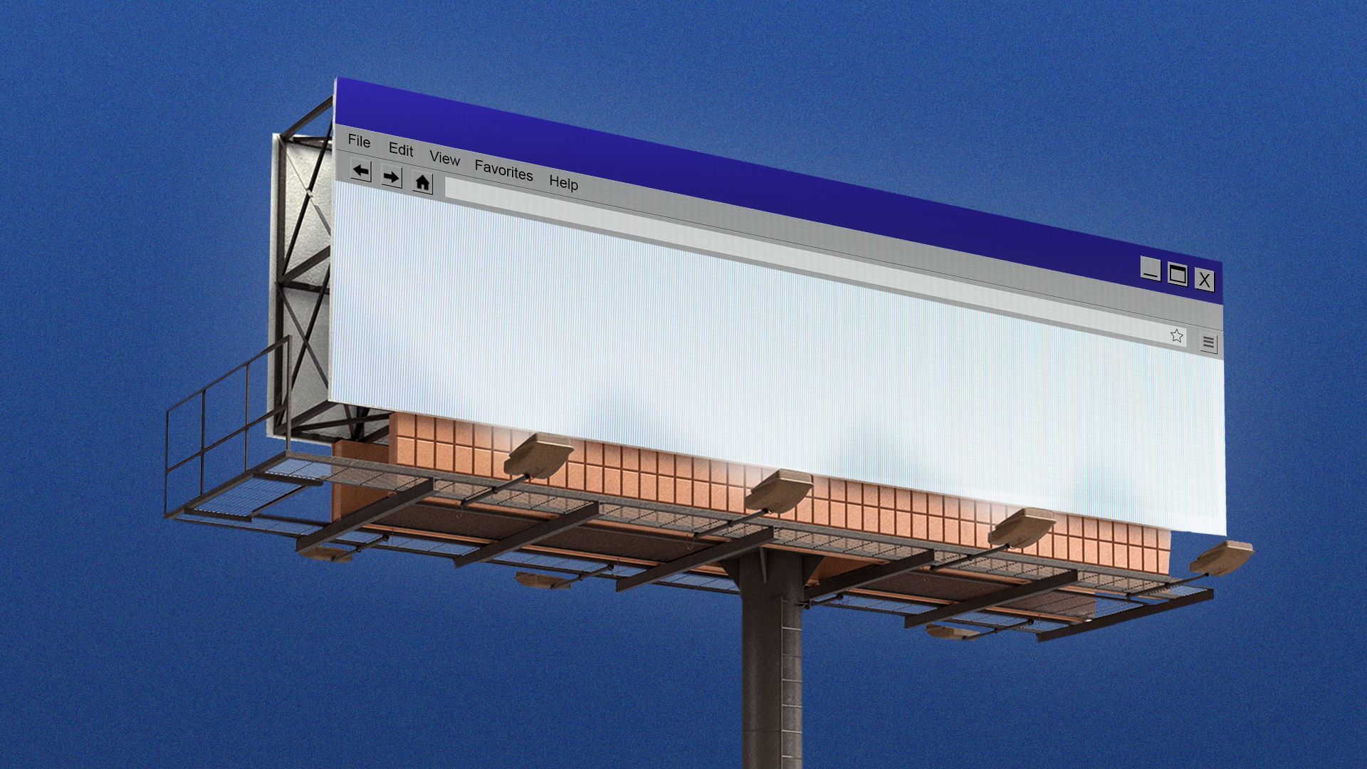 an illustration an illuminated billboard featuring a browser window 