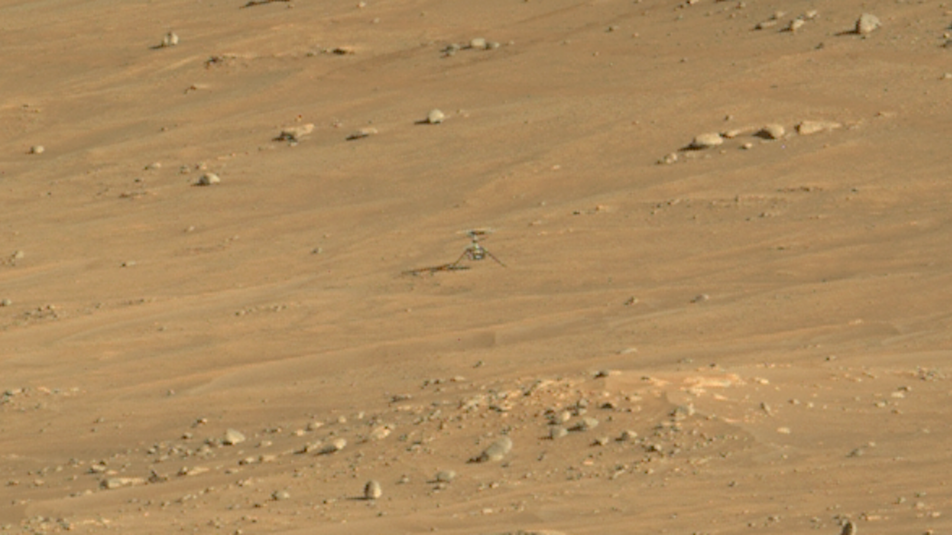 The small Ingenuity helicopter on Mars