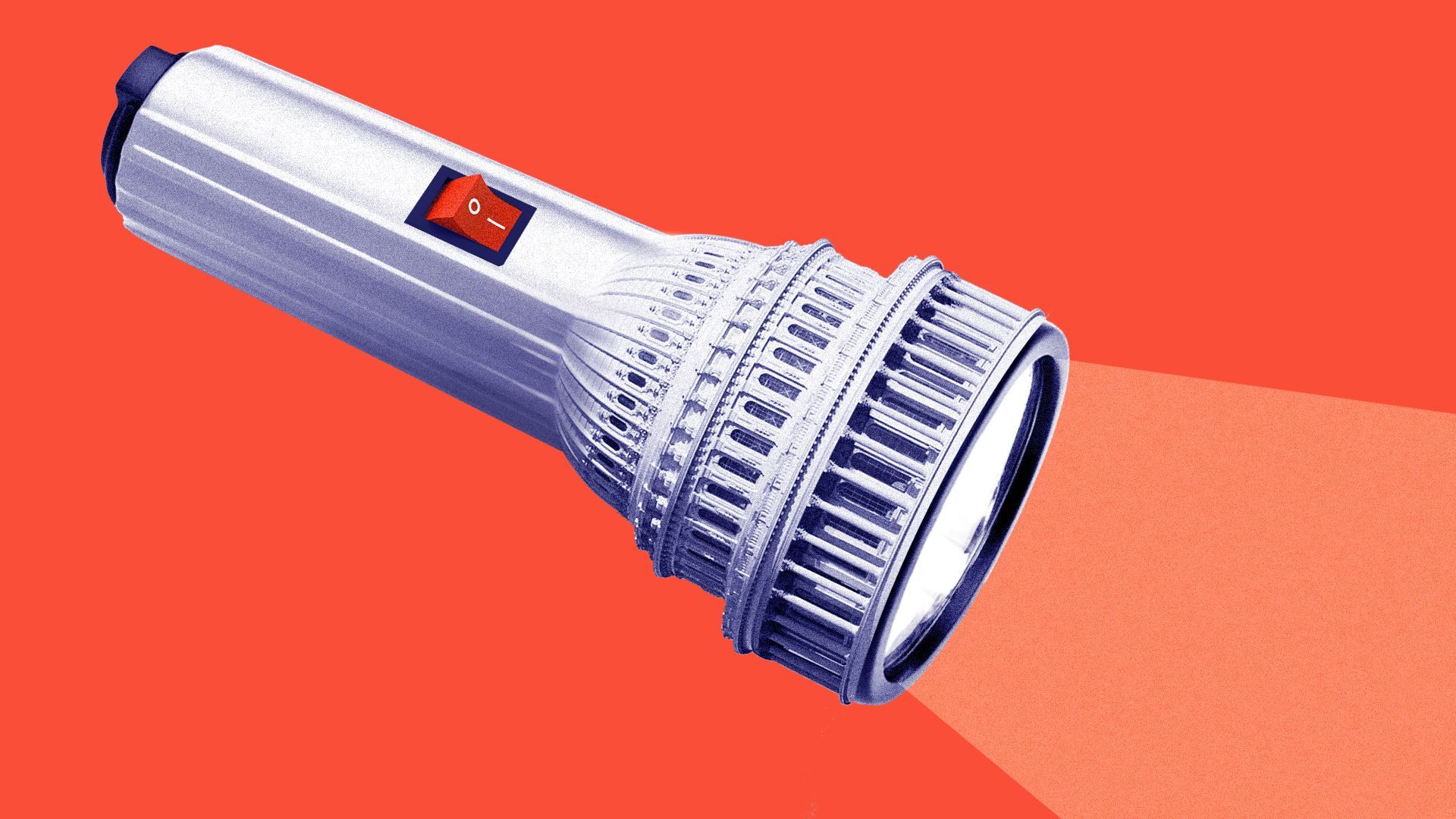 Illustration of a flashlight in the shape of the U.S. Capitol.