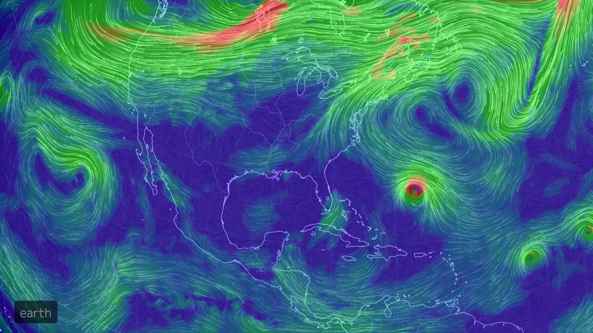 Computer projection of air circulation at about 15,000 feet on Sept. 11, 2018.