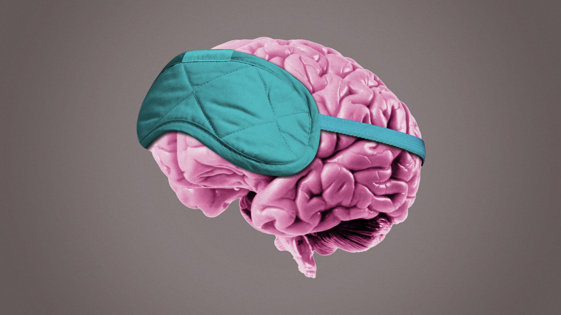 Illustration of a brain wearing a sleeping eye mask.