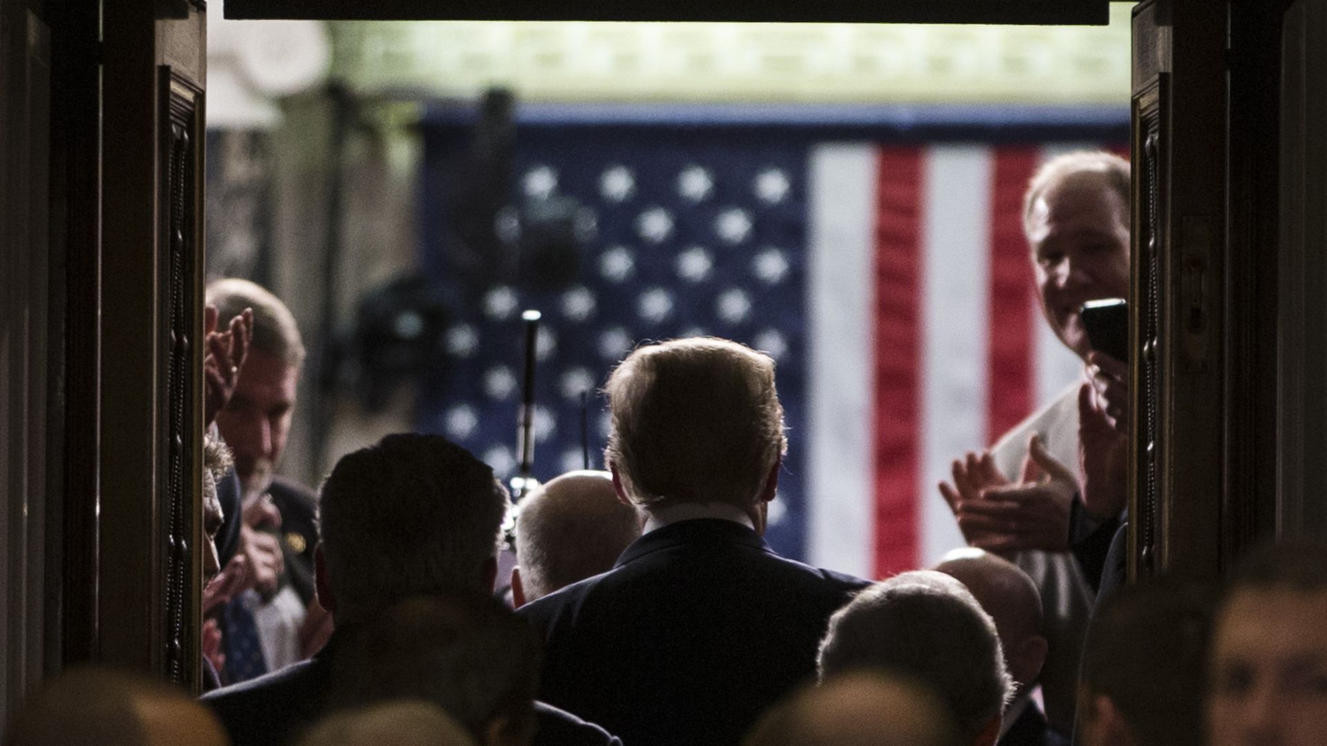 Trump walking out for state of the union address