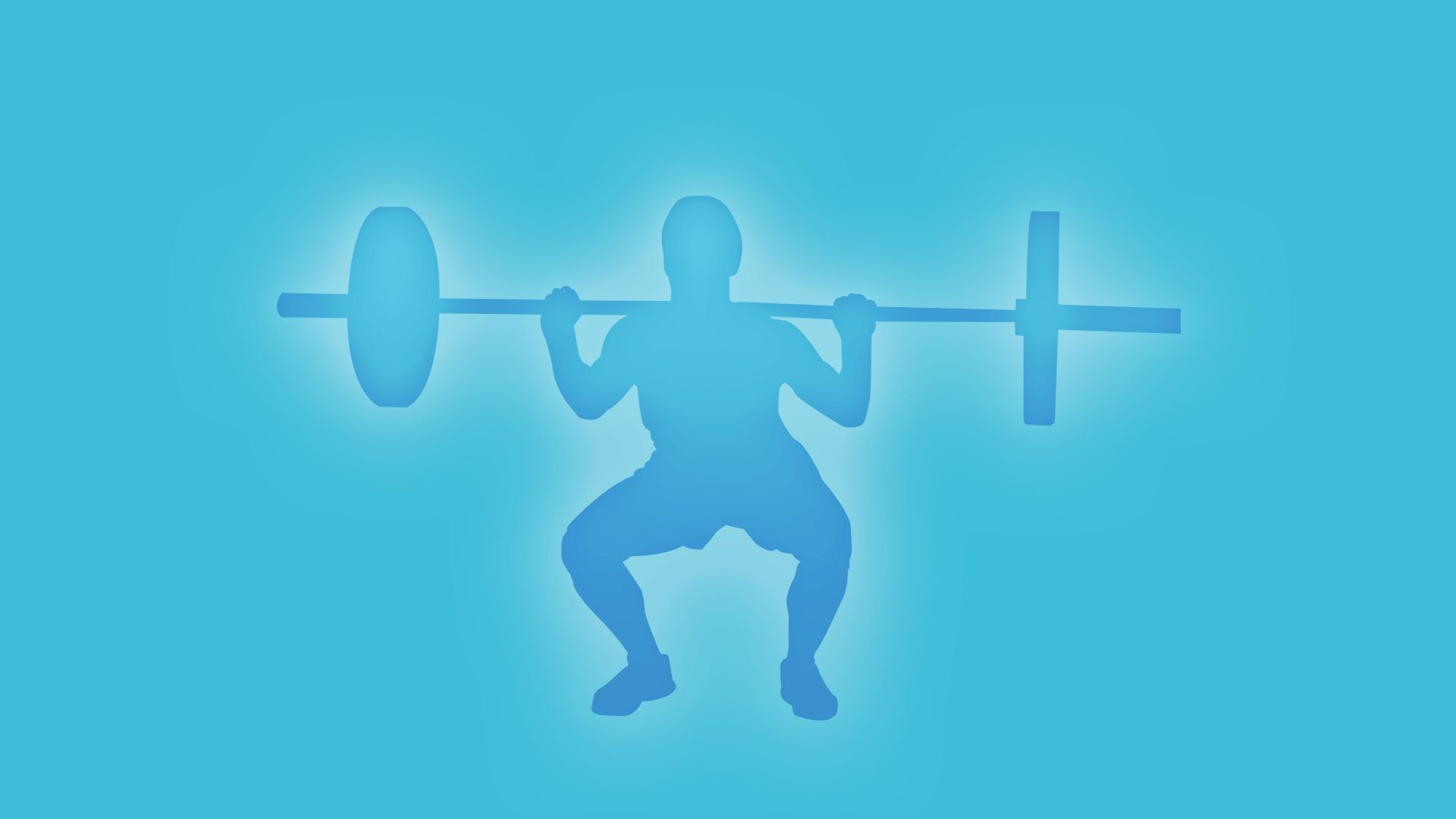 Illustration of a glowing silhouette of a person squatting with a barbell