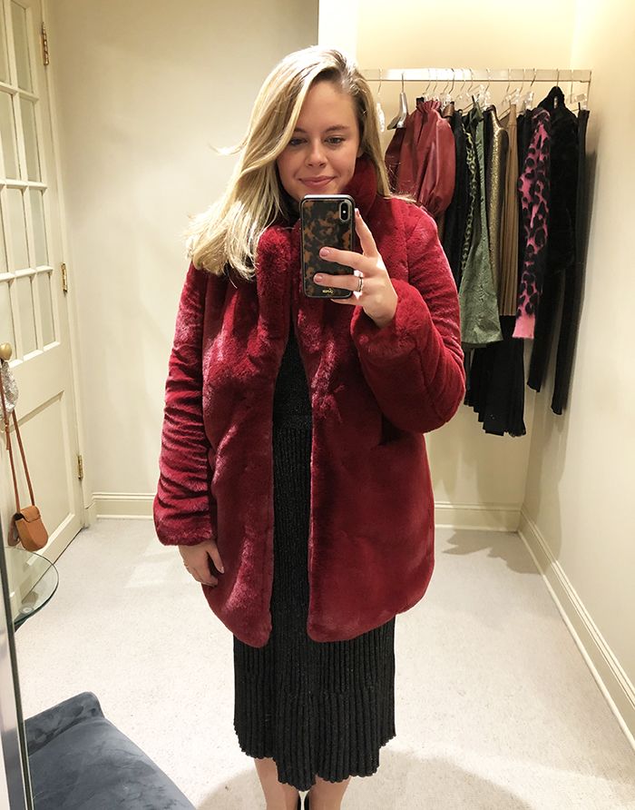 Holiday fashion guide red fur coat texture trend coplons