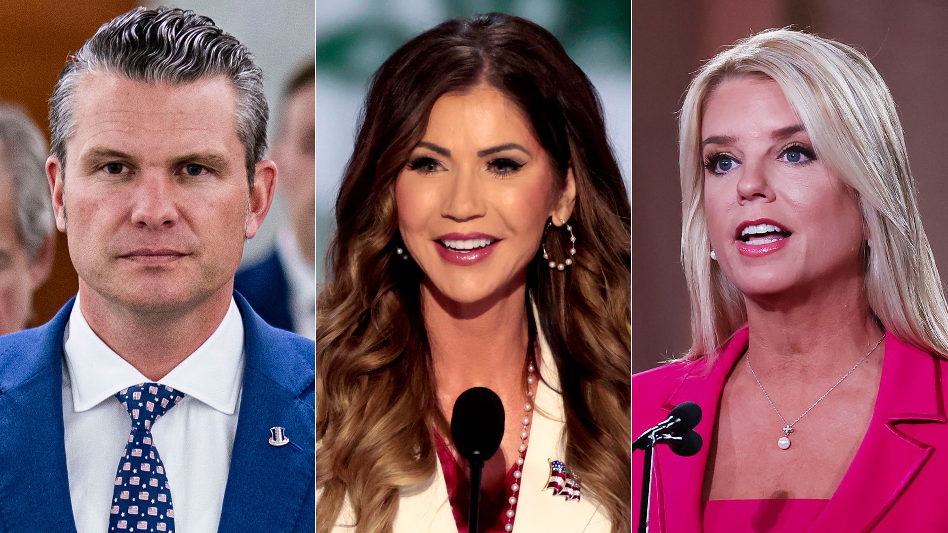 Pete Hegseth, Kristi Noem and Pam Bondi.