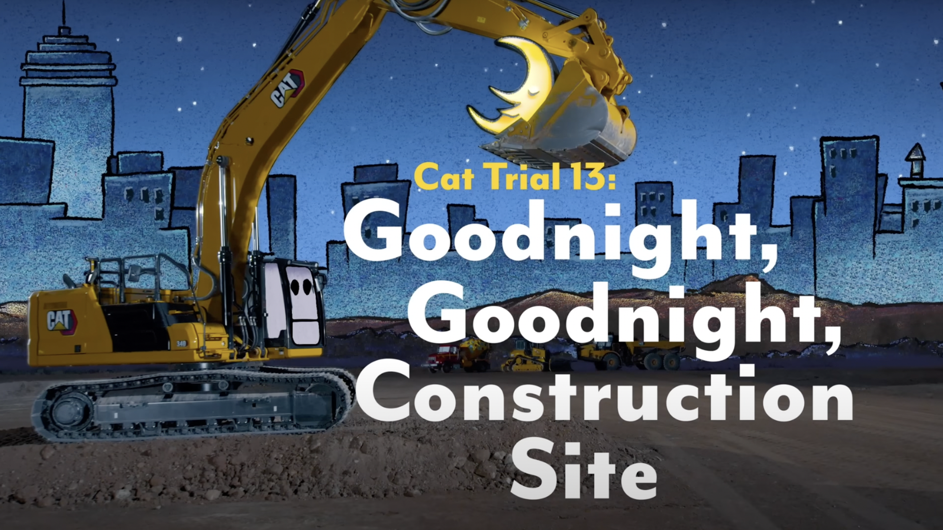 A real excavator in the illustrated cover of a beloved children's book