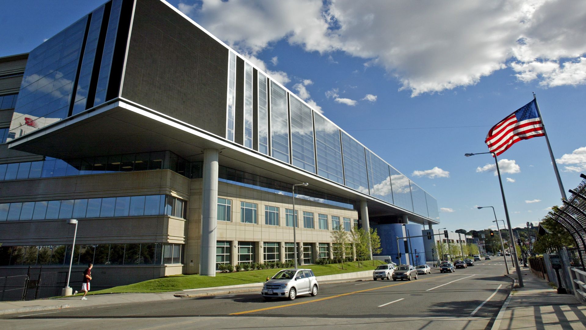 Exterior view of the WGBH headquarters building in Allston, Massachusetts, photographed on Sept. 12, 2007.