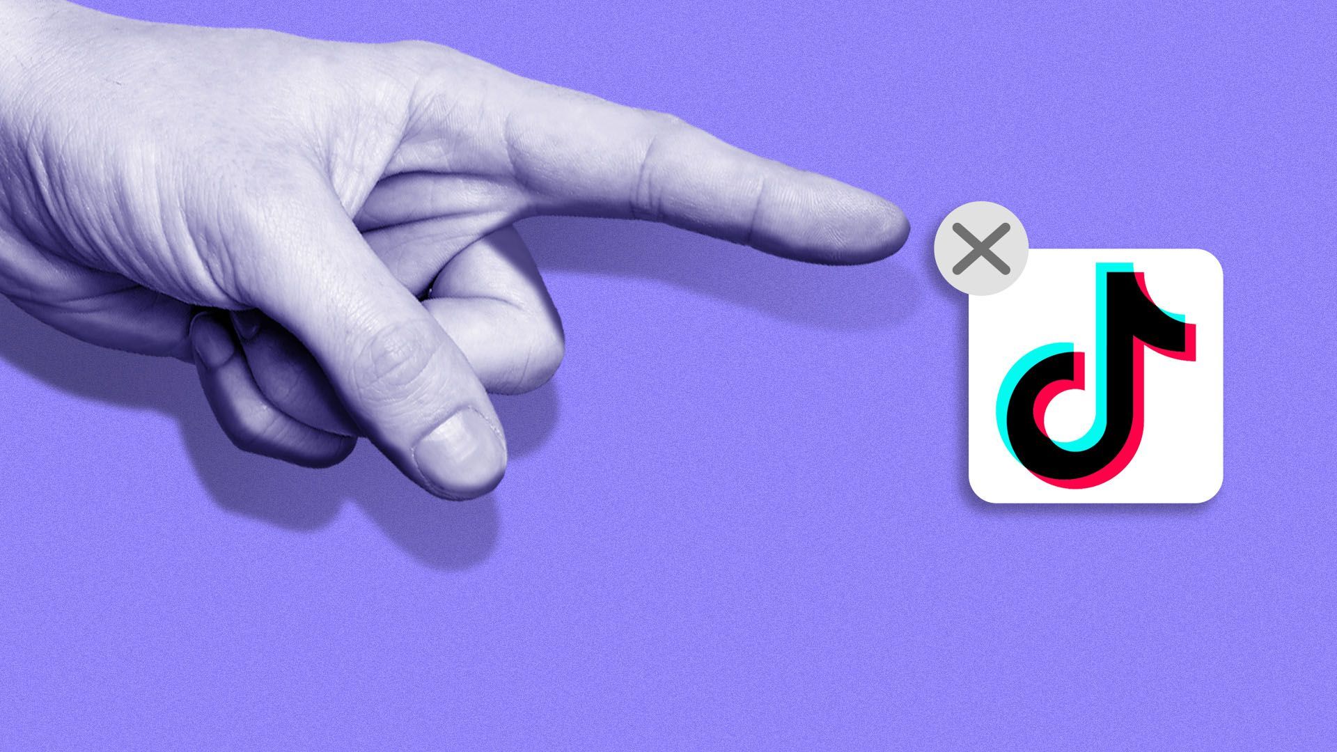 Illustration of a finger about to delete the TikTok app.
