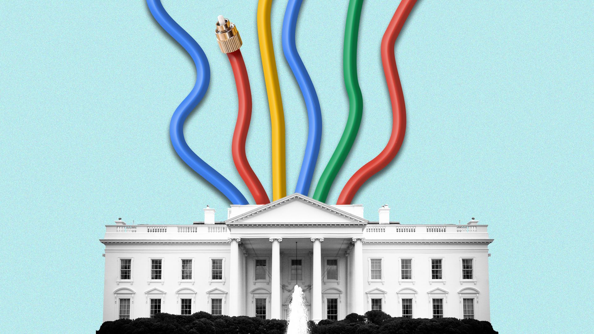 Illustration of fiber optic cables coming out of the White House.