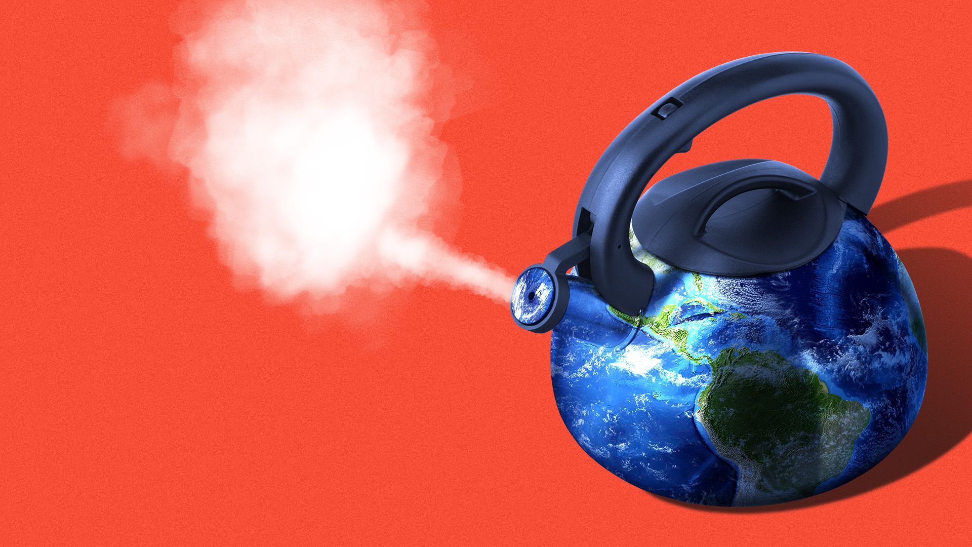 Illustration of the earth as a steaming teakettle