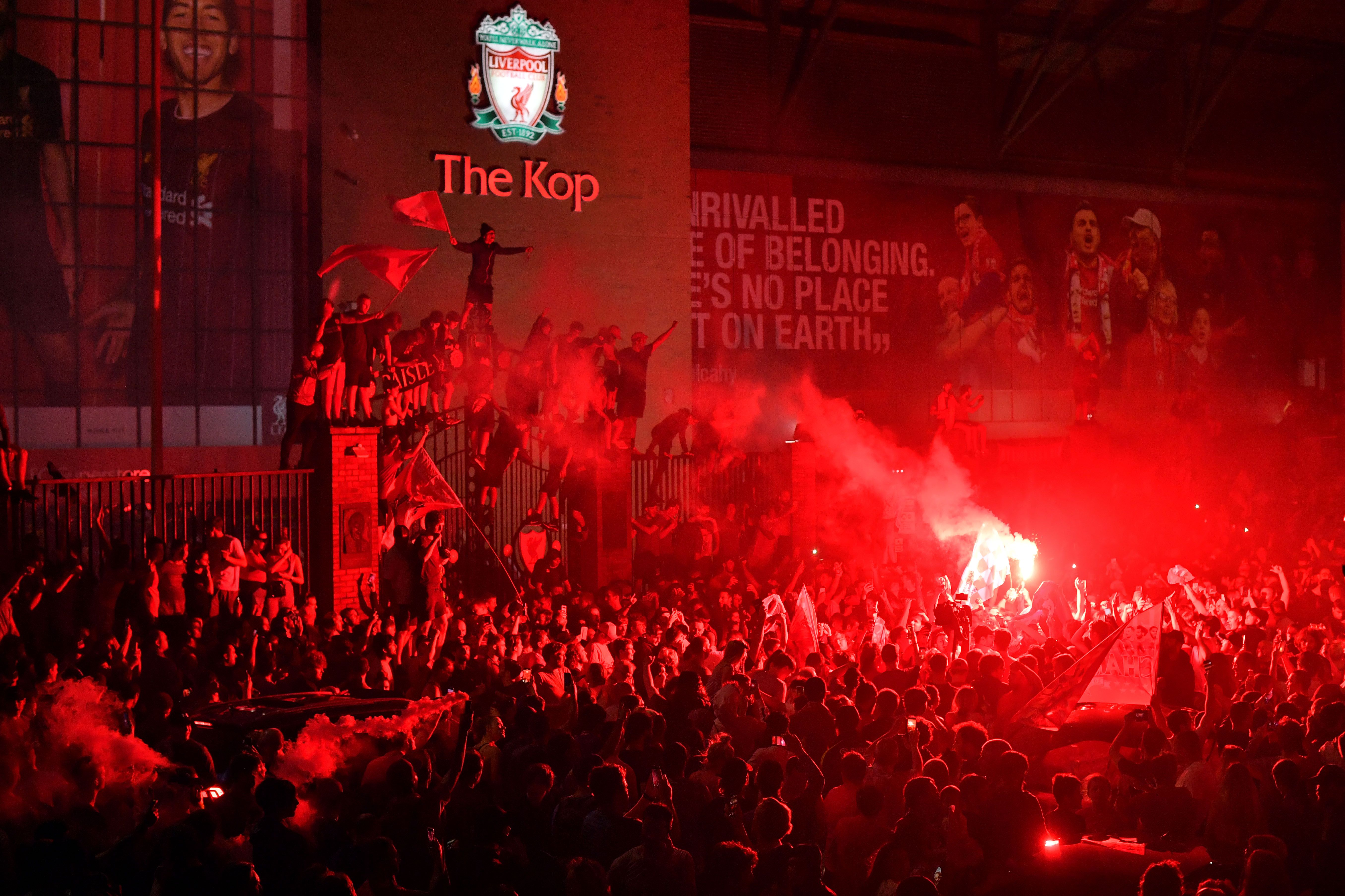 Liverpool fans celebrating