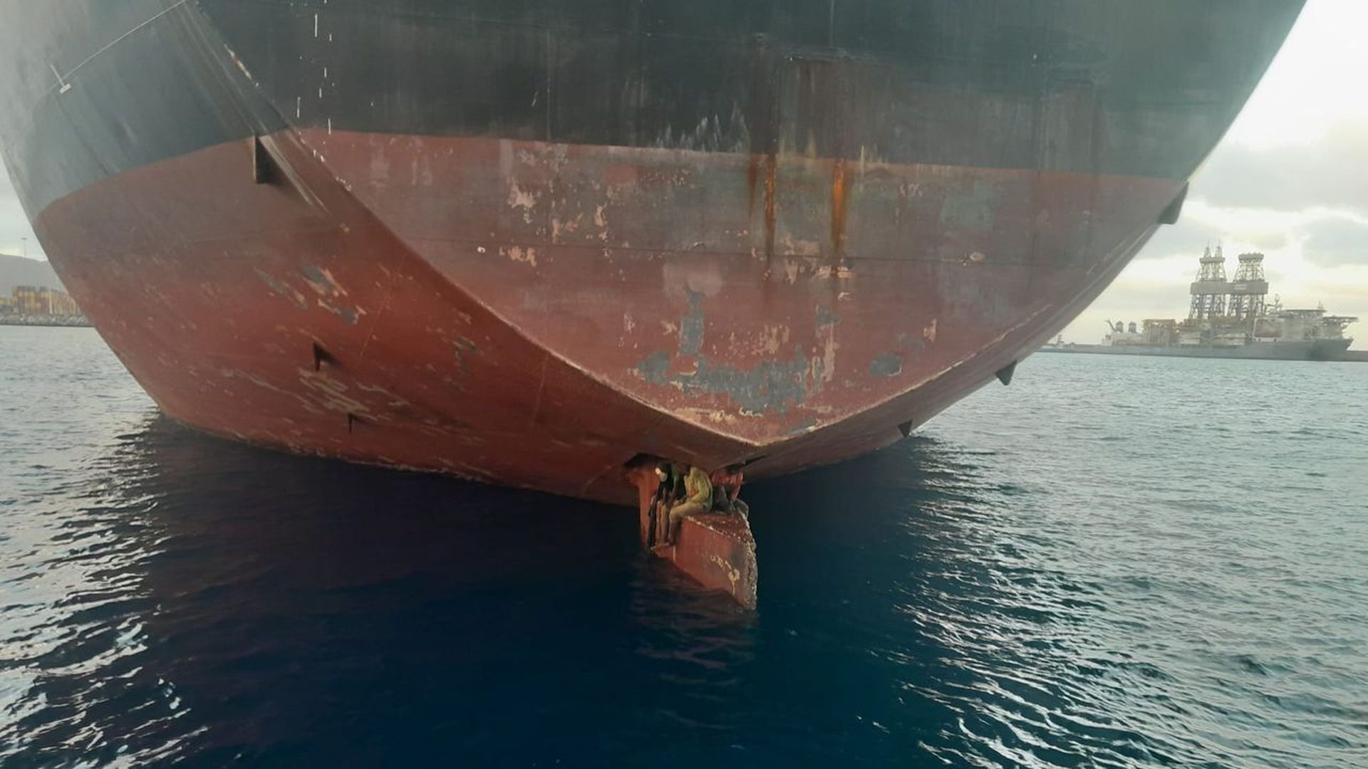 Three stowaways on a oil tanker