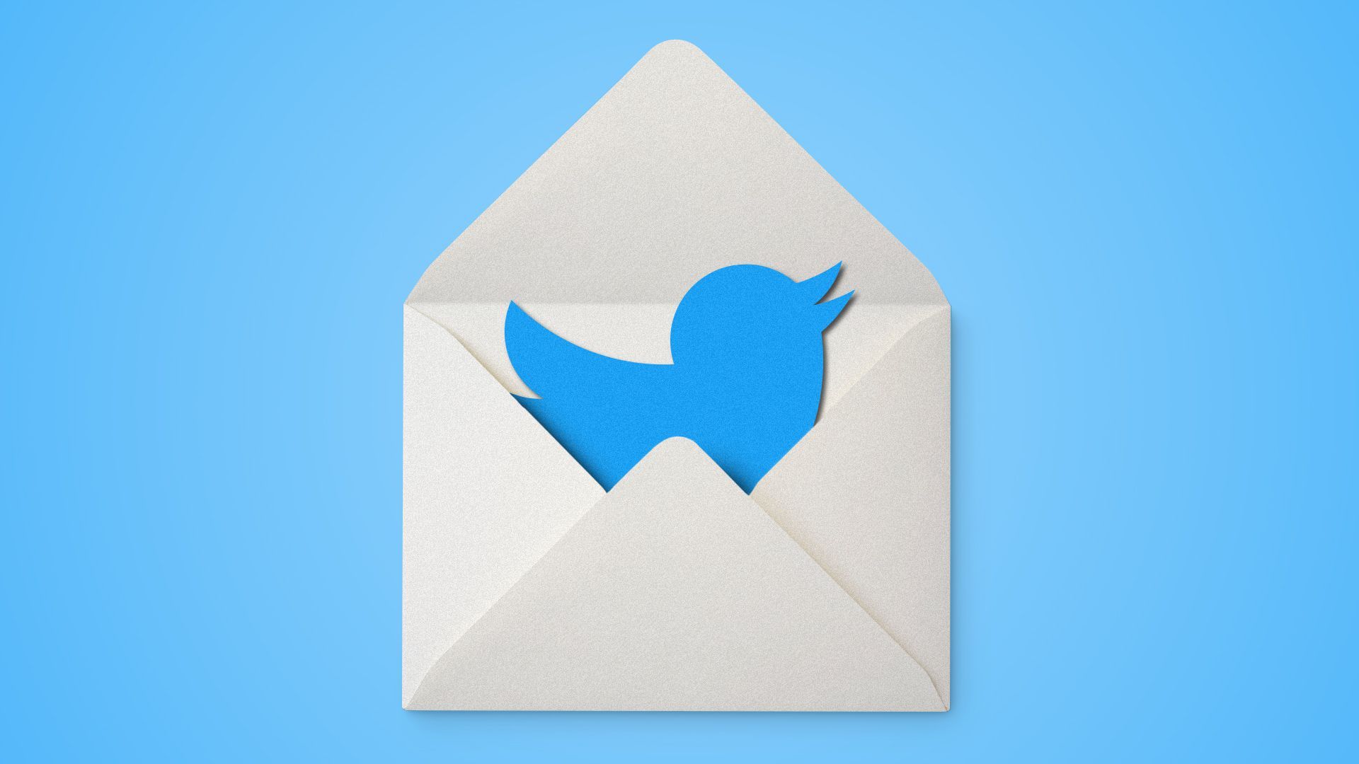 Illustration of an envelope with the Twitter bird peeking out.