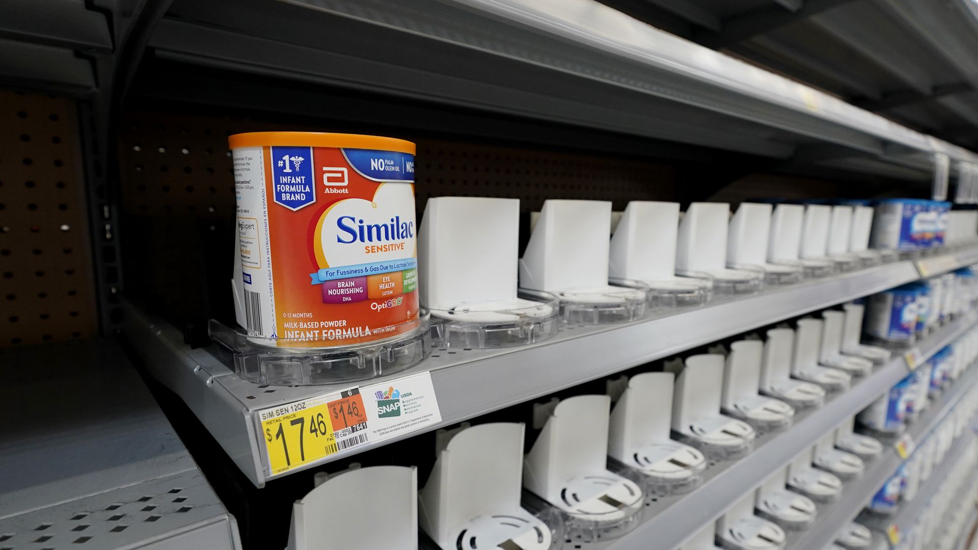 Baby formula on empty shelves