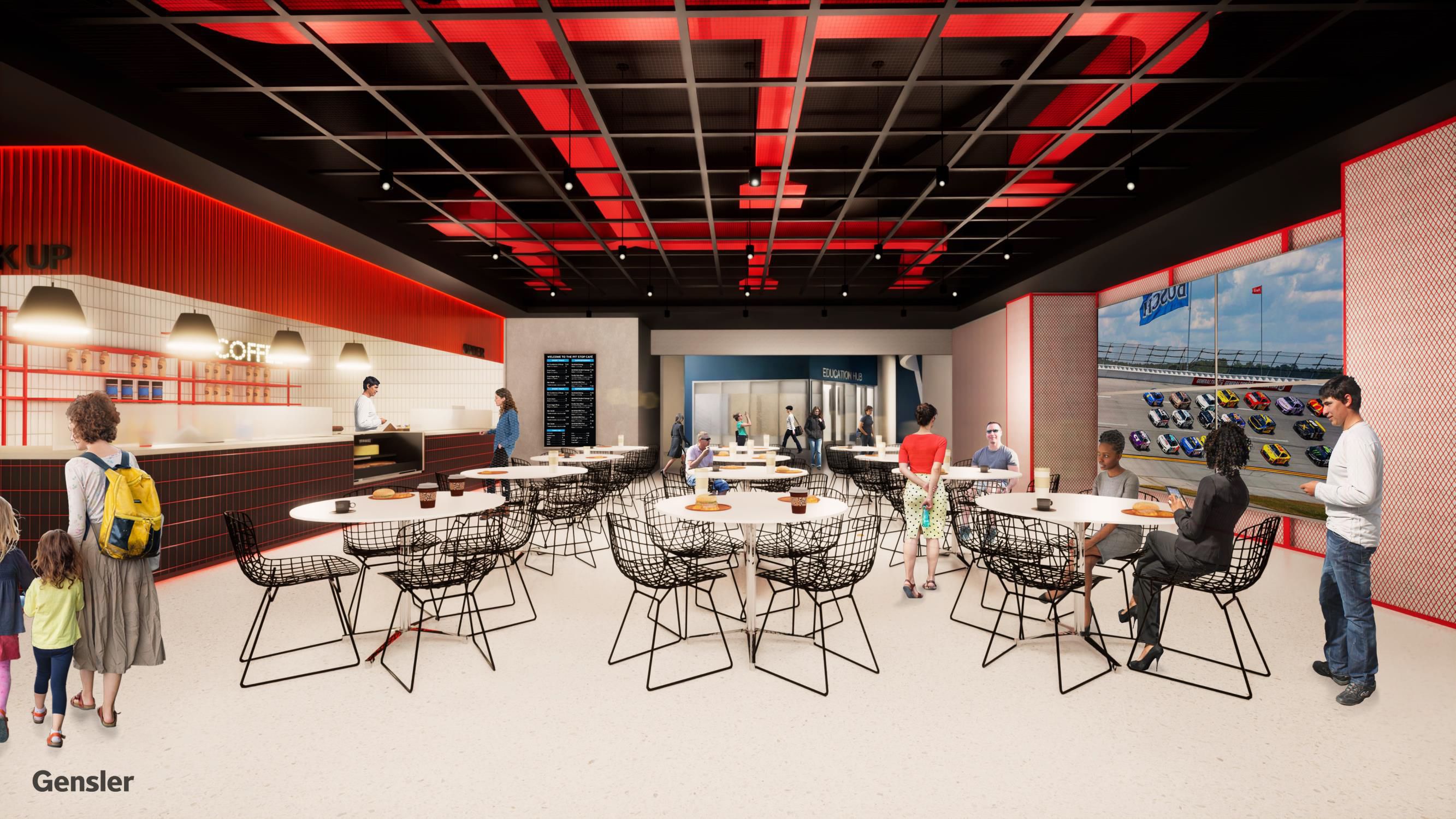 Rendering of room with tables and chairs