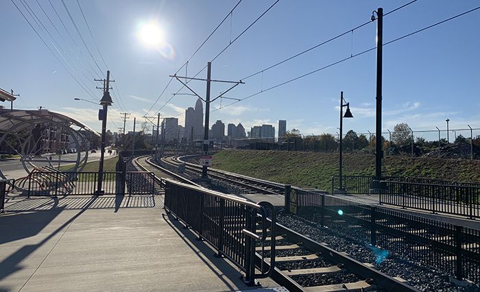 Charlotte Blue Line stop view from North End