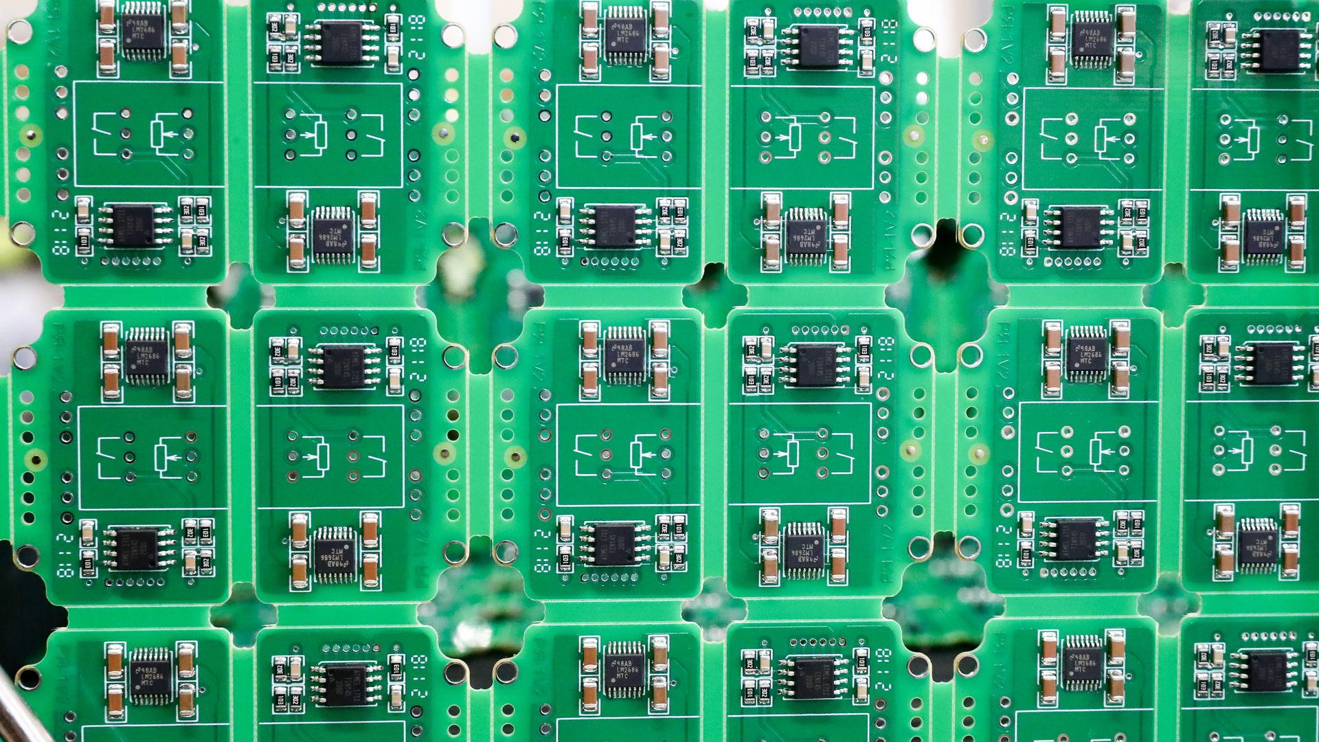 A green printed circuit board