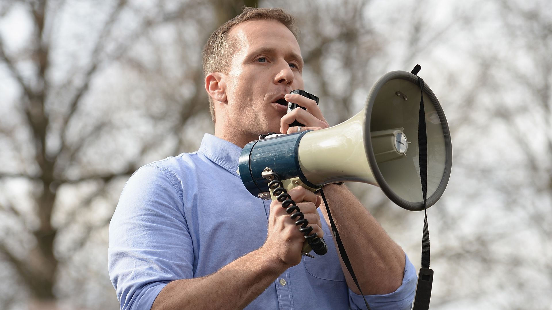 Eric Greitens with Megaphone