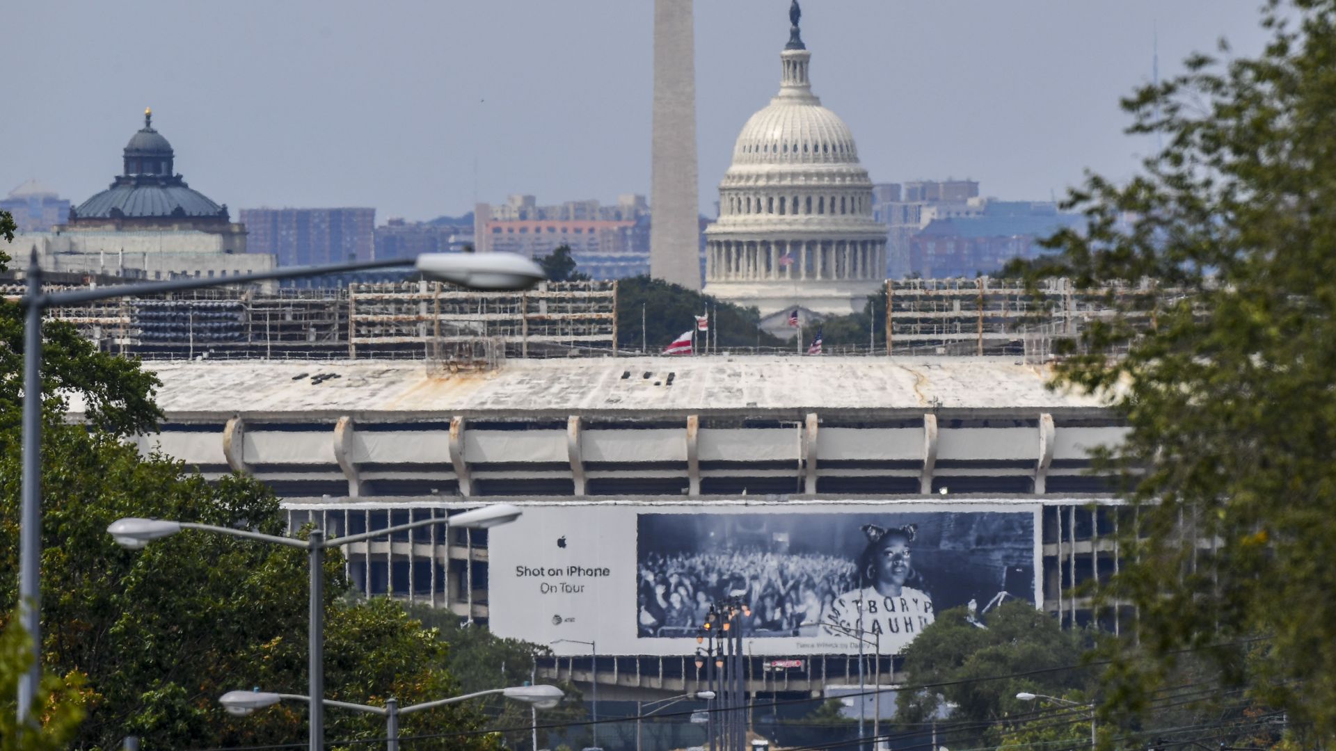 RFK Stadium with the Capitol and Monument in the background