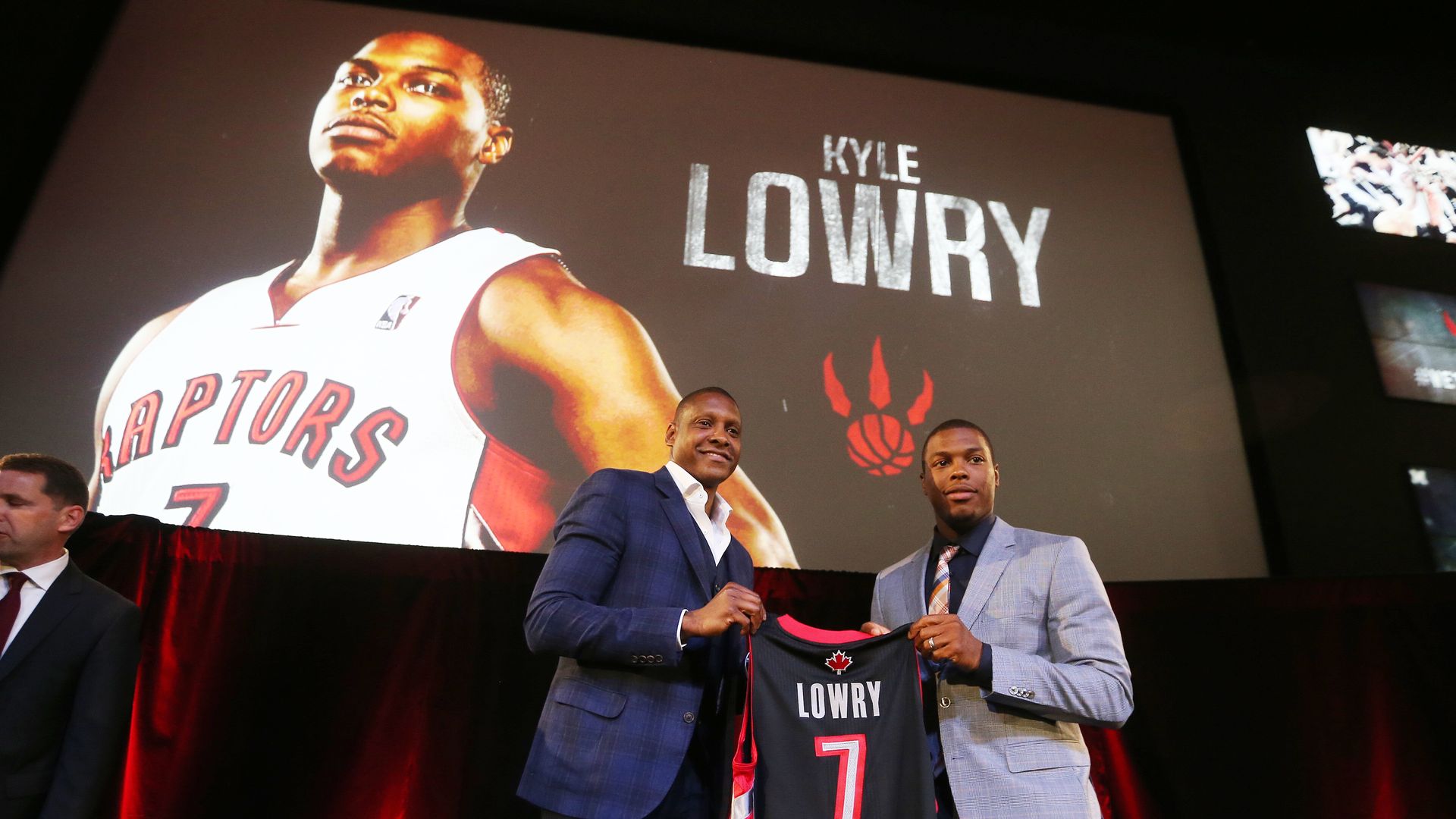 Toronto Raptors president Masai Ujiri with player Kyle Lowry