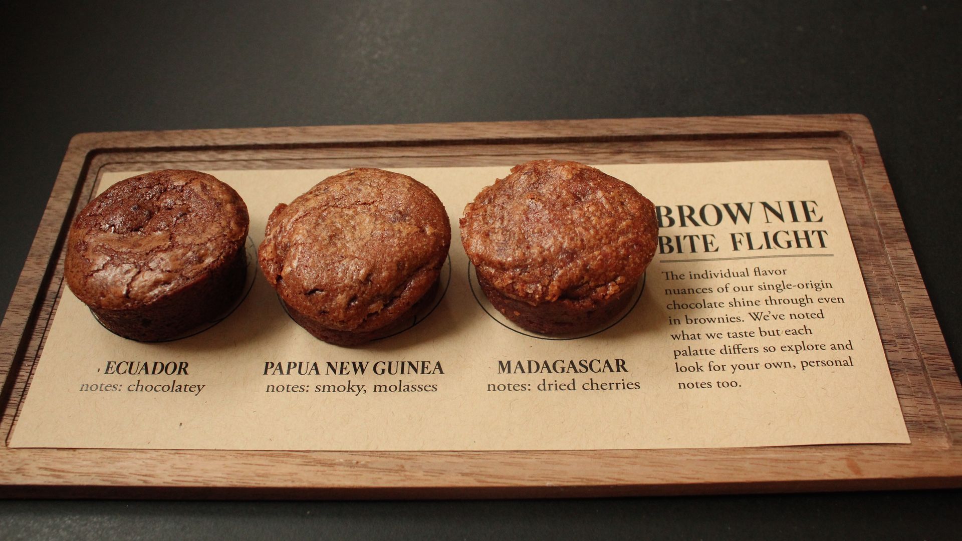 Three types of chocolate brownies