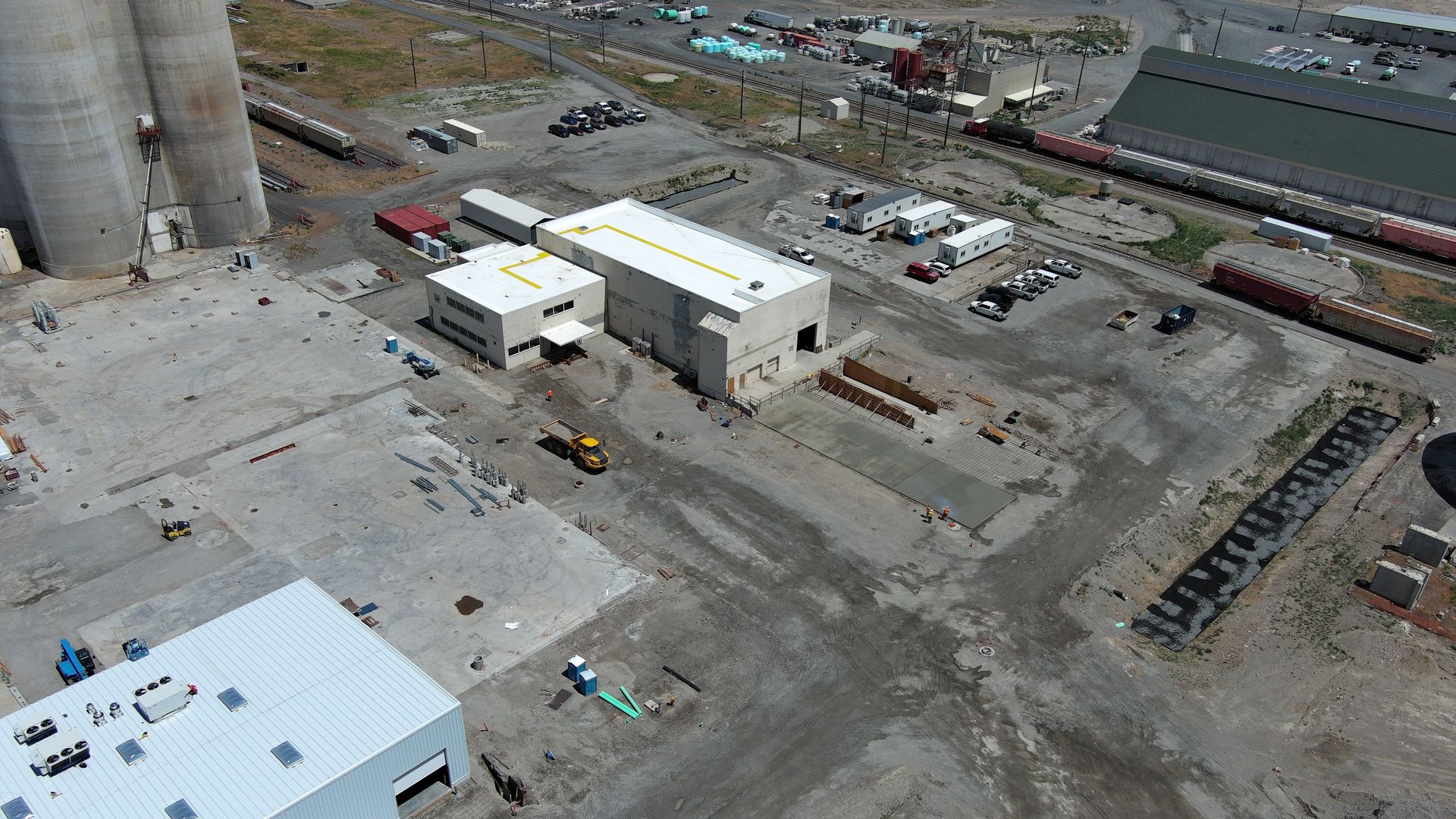 An aerial view of a sustainable aviation fuel production facility under construction by Berkeley, Calif.-based Twelve