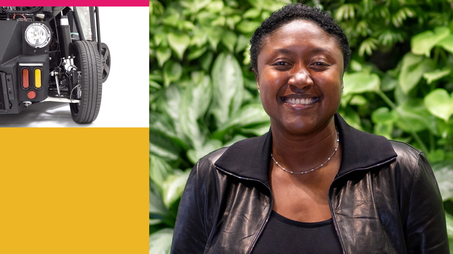 Photo collage of Zoox CEO Aicha Evans