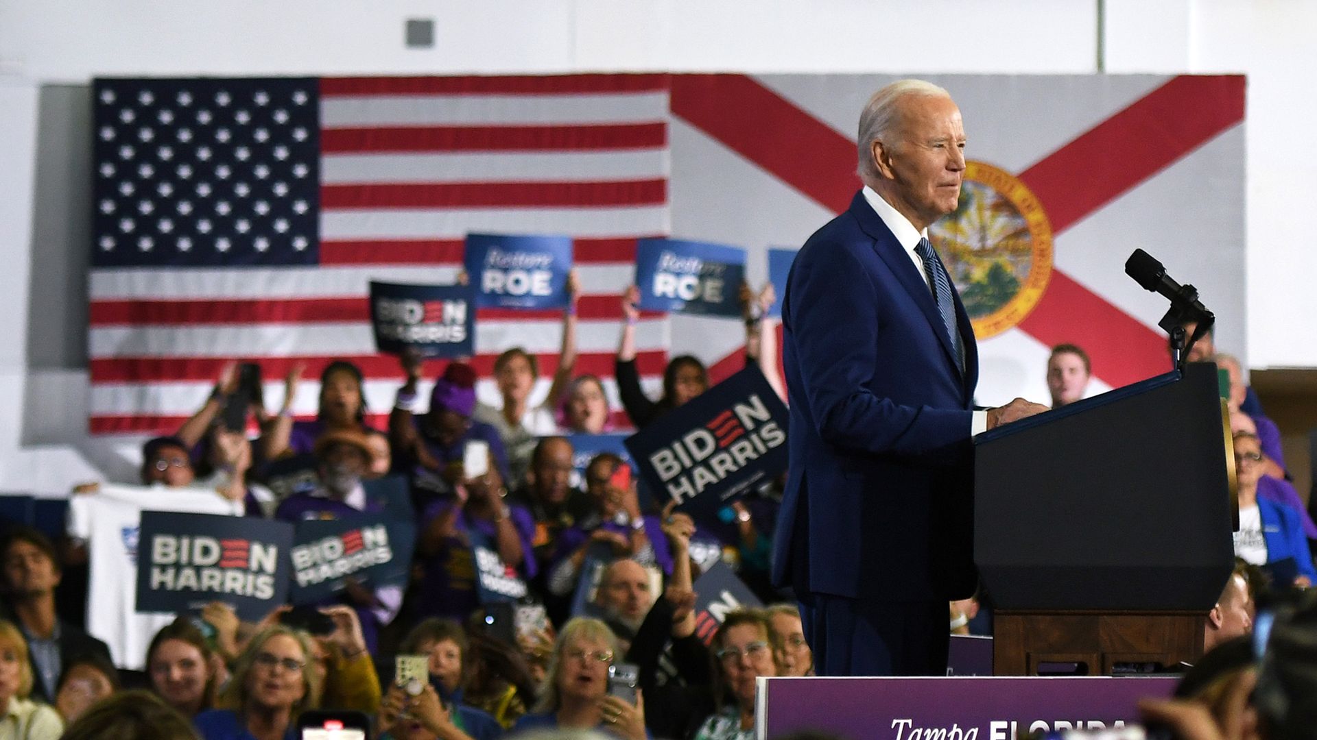 U.S. President Joe Biden speaks at an event at Hillsborough Community College in Tampa on April 23. 