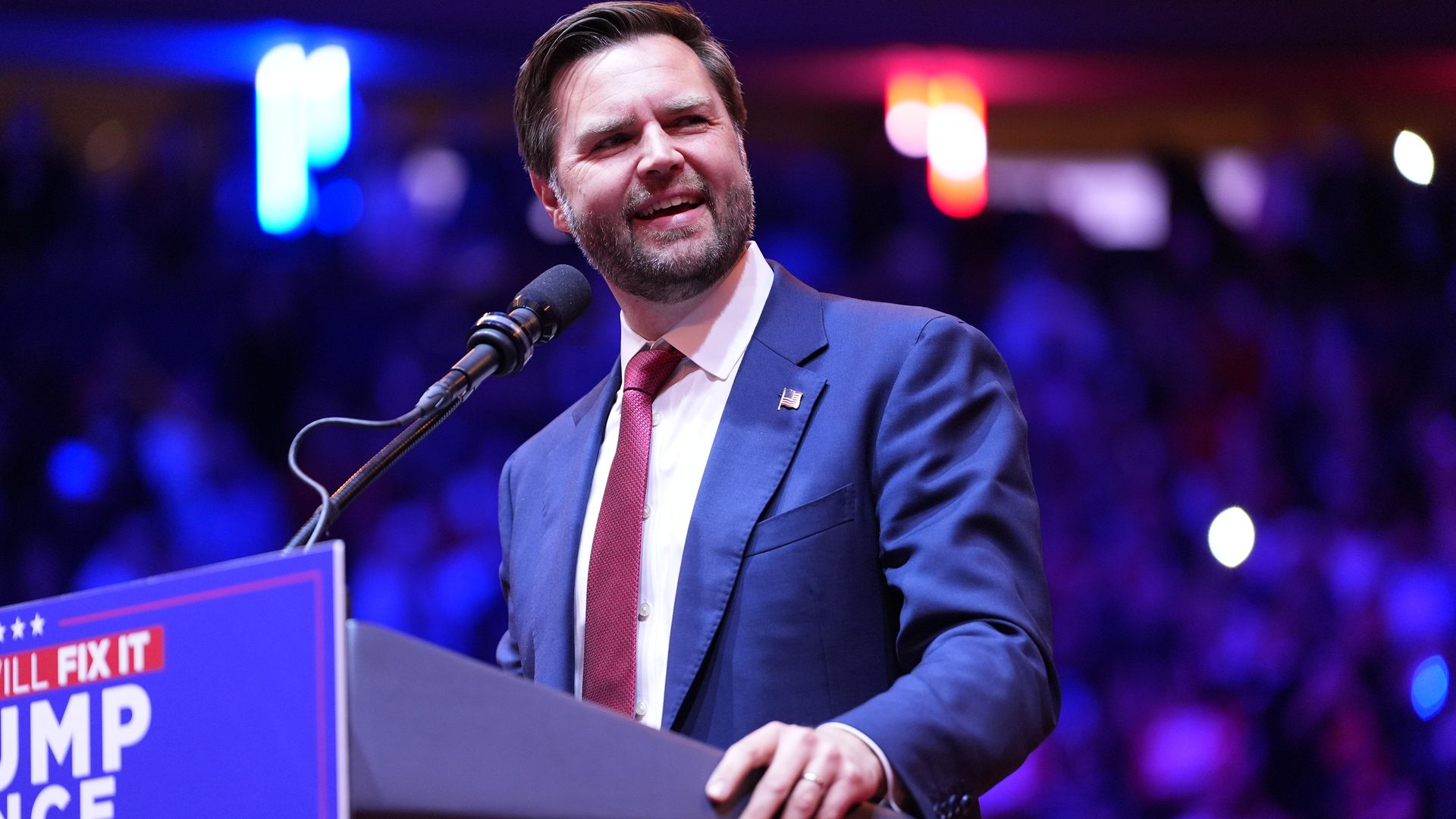 Ohio Sen. JD Vance, the GOP vice presidential nominee, speaks before former President Trump at Madison Square Garden.