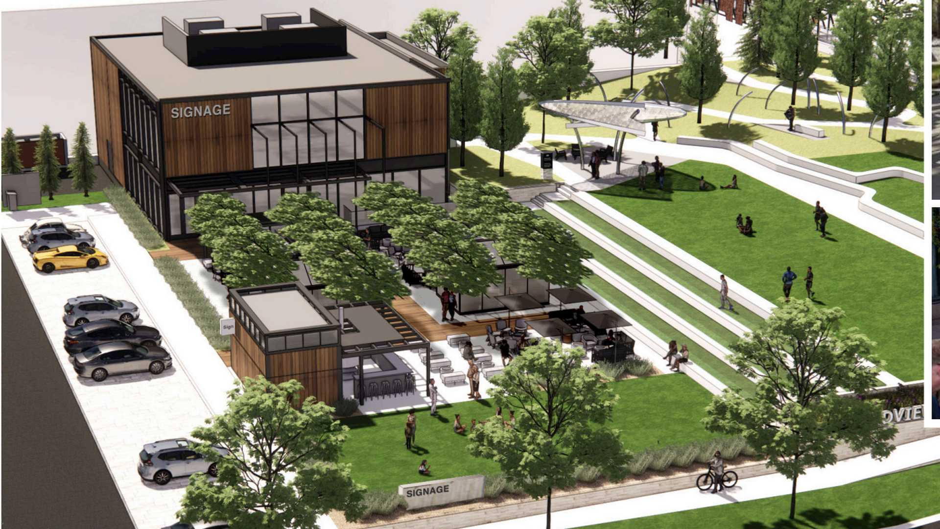 A rendering of a restaurant 