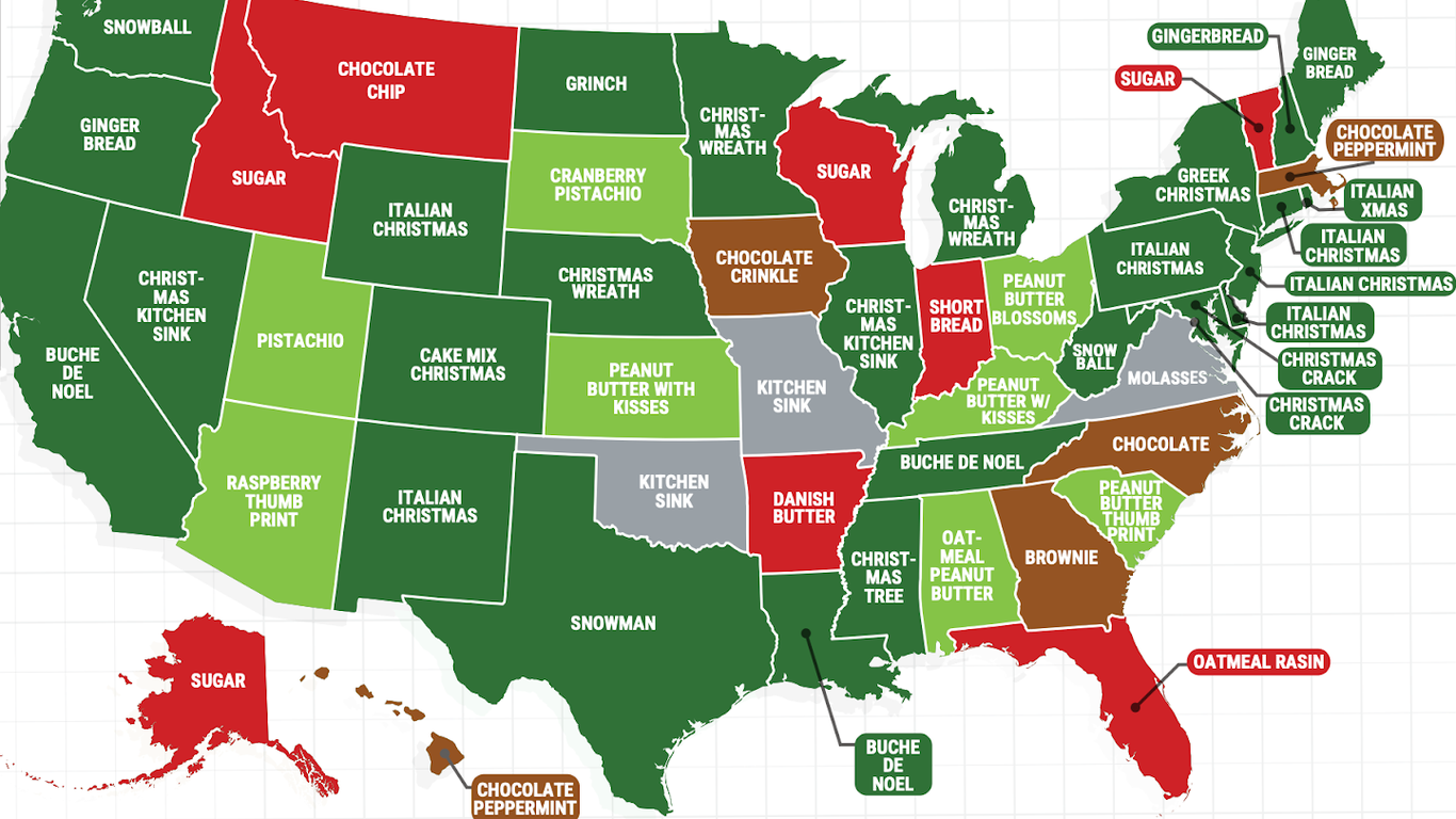 Mapped: Indiana's favorite Christmas cookie - Axios Indianapolis