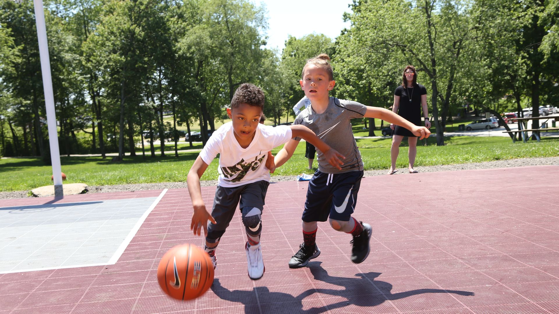 Kids playing basketball