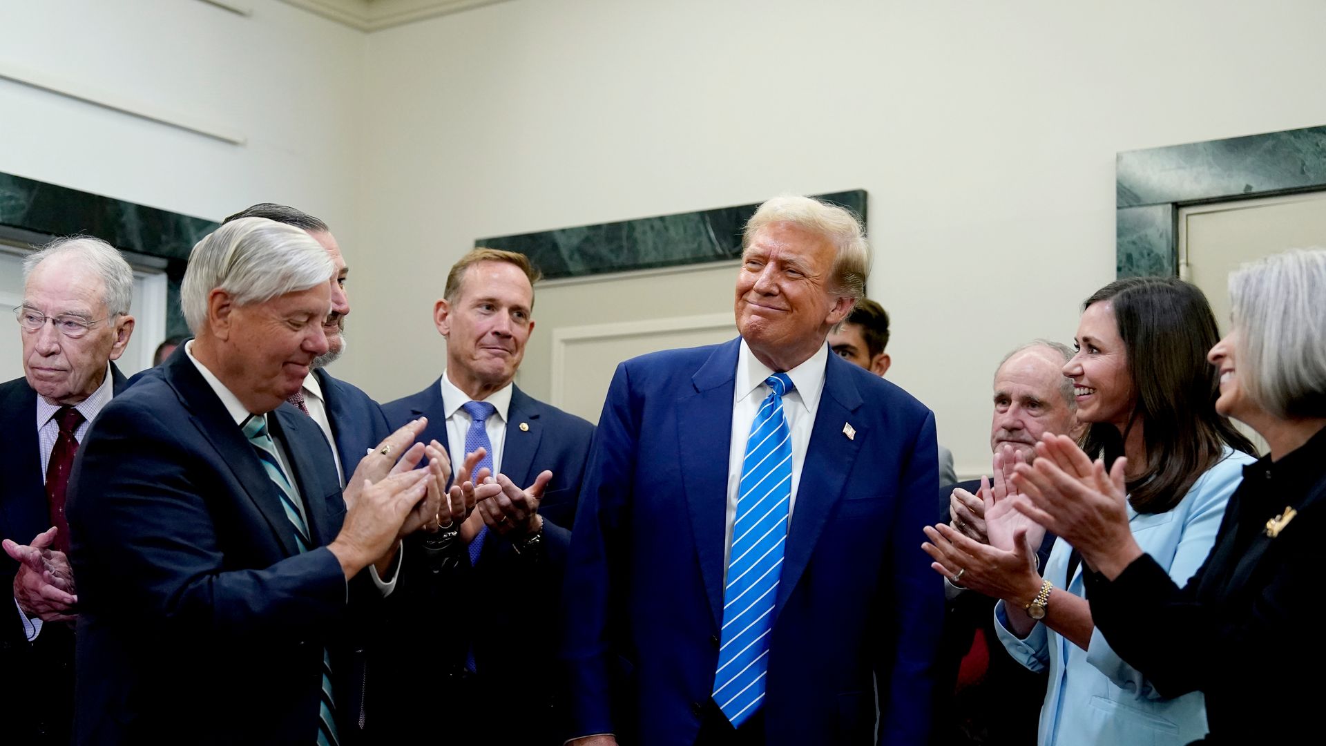 This is Lindsey Graham and other senators with Donald Trump. 