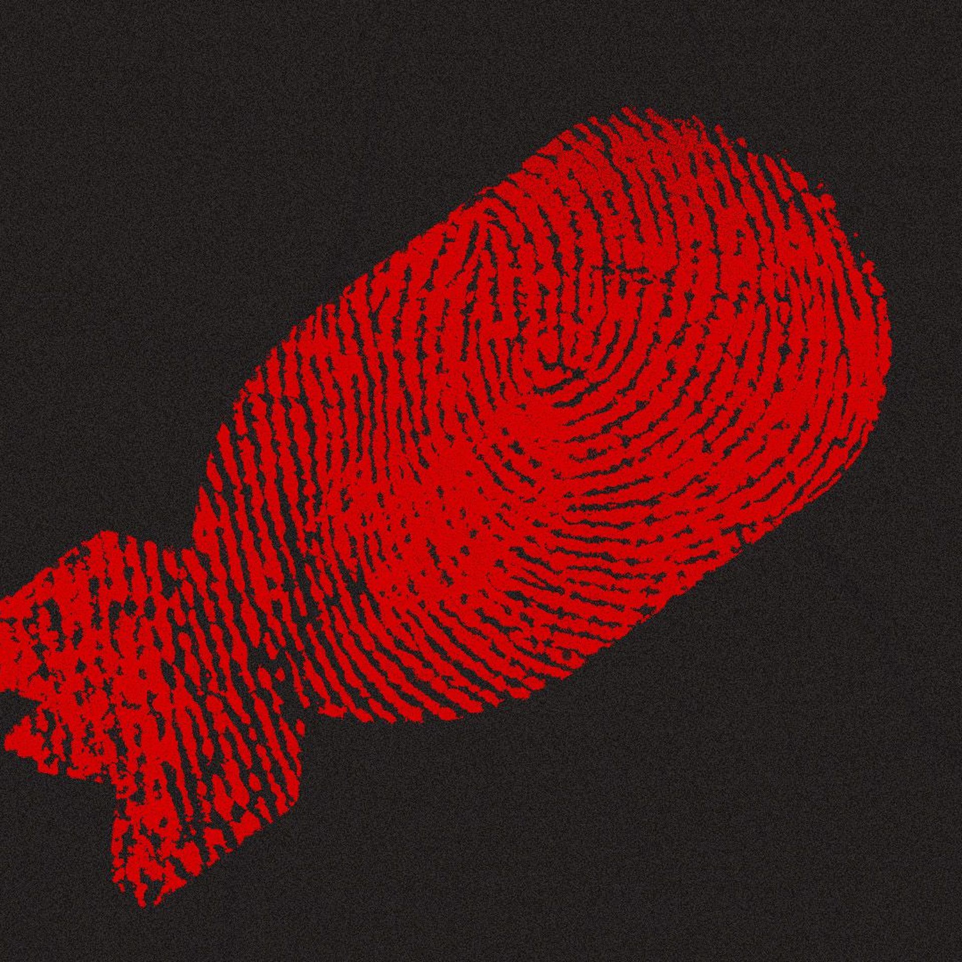 Illustration of a fingerprint in the shape of a bomb
