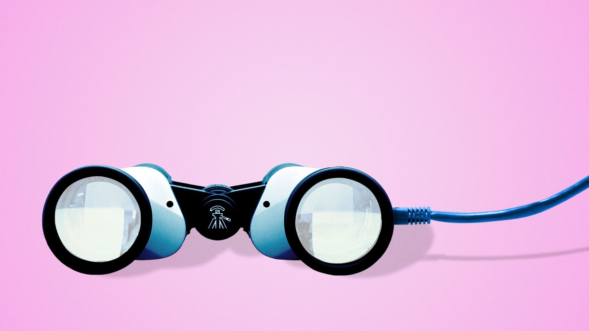 Illustration of binoculars plugged into an ethernet cable