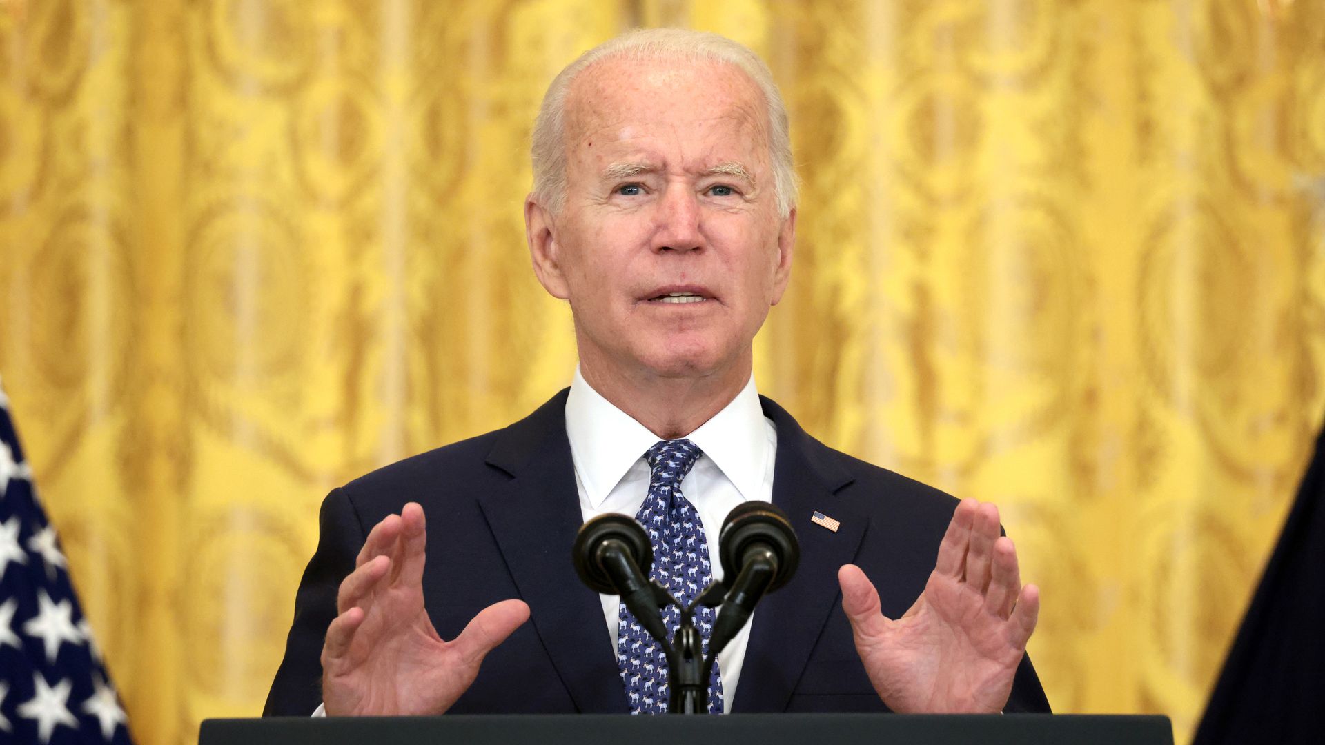 U.S. President Joe Biden speaks on workers rights and labor unions in the East Room at the White House on September 08, 2021