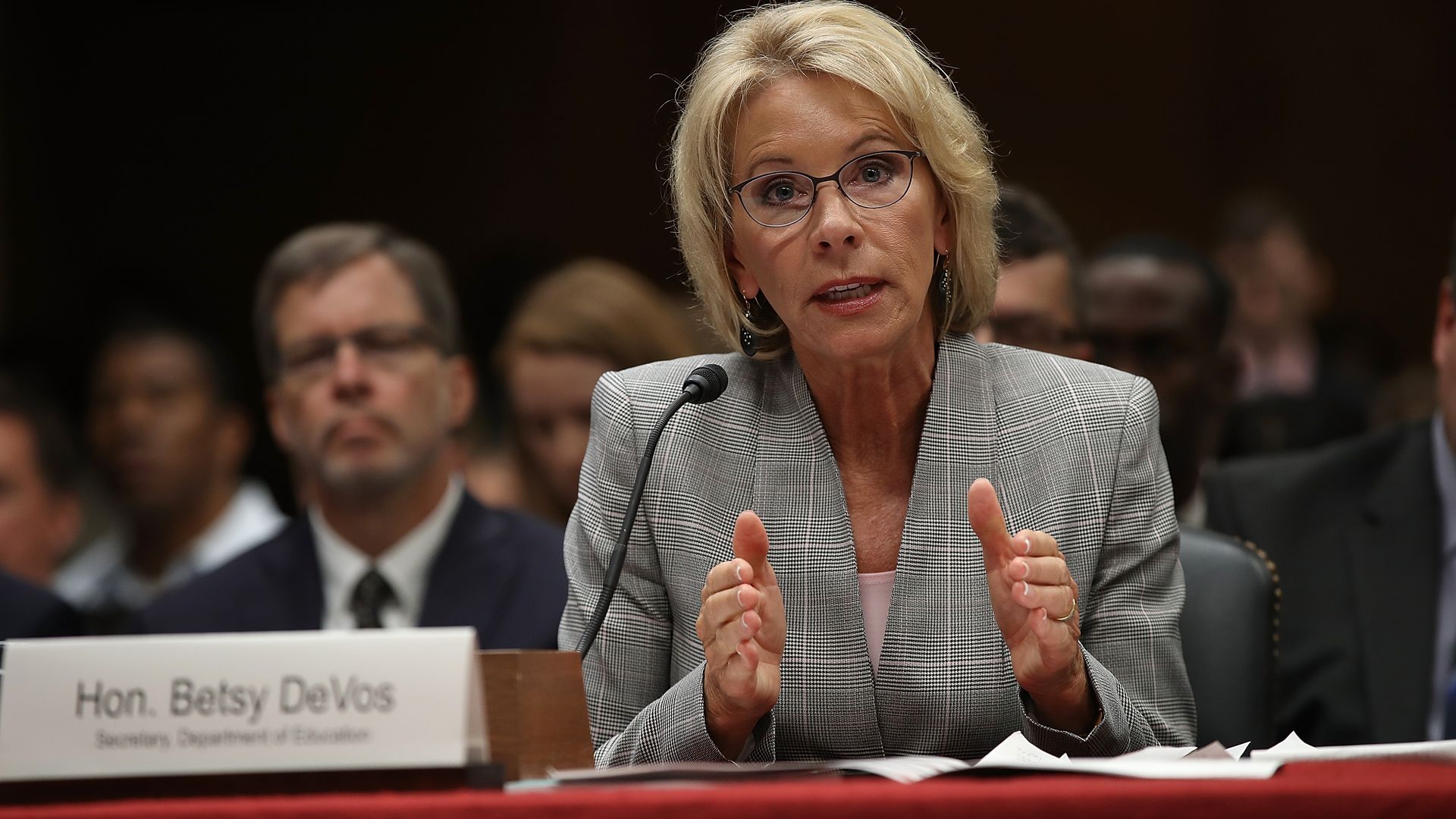 Betsy DeVos testifying before Congress